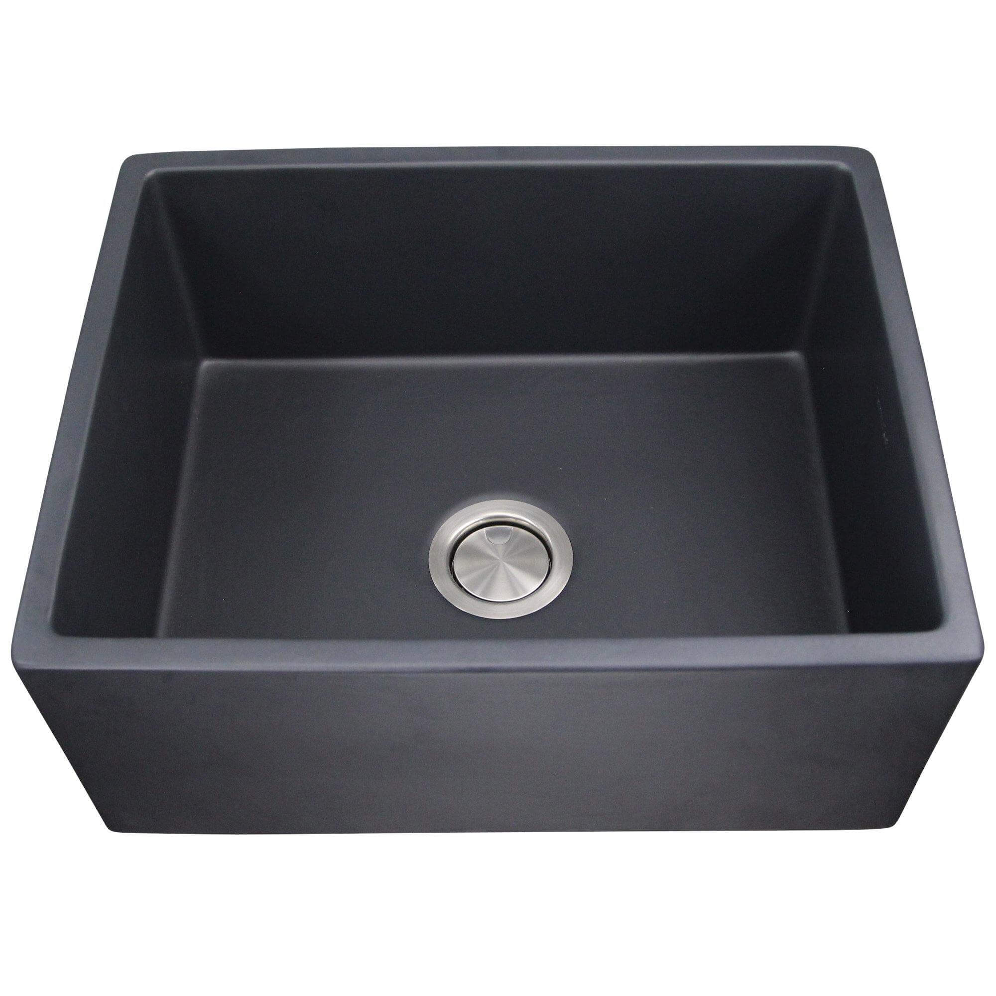 Alternate Image for Nantucket Sinks Vineyard 23" Fireclay Farmhouse Sink, Matte Black, FCFS2418S-MatteBlack