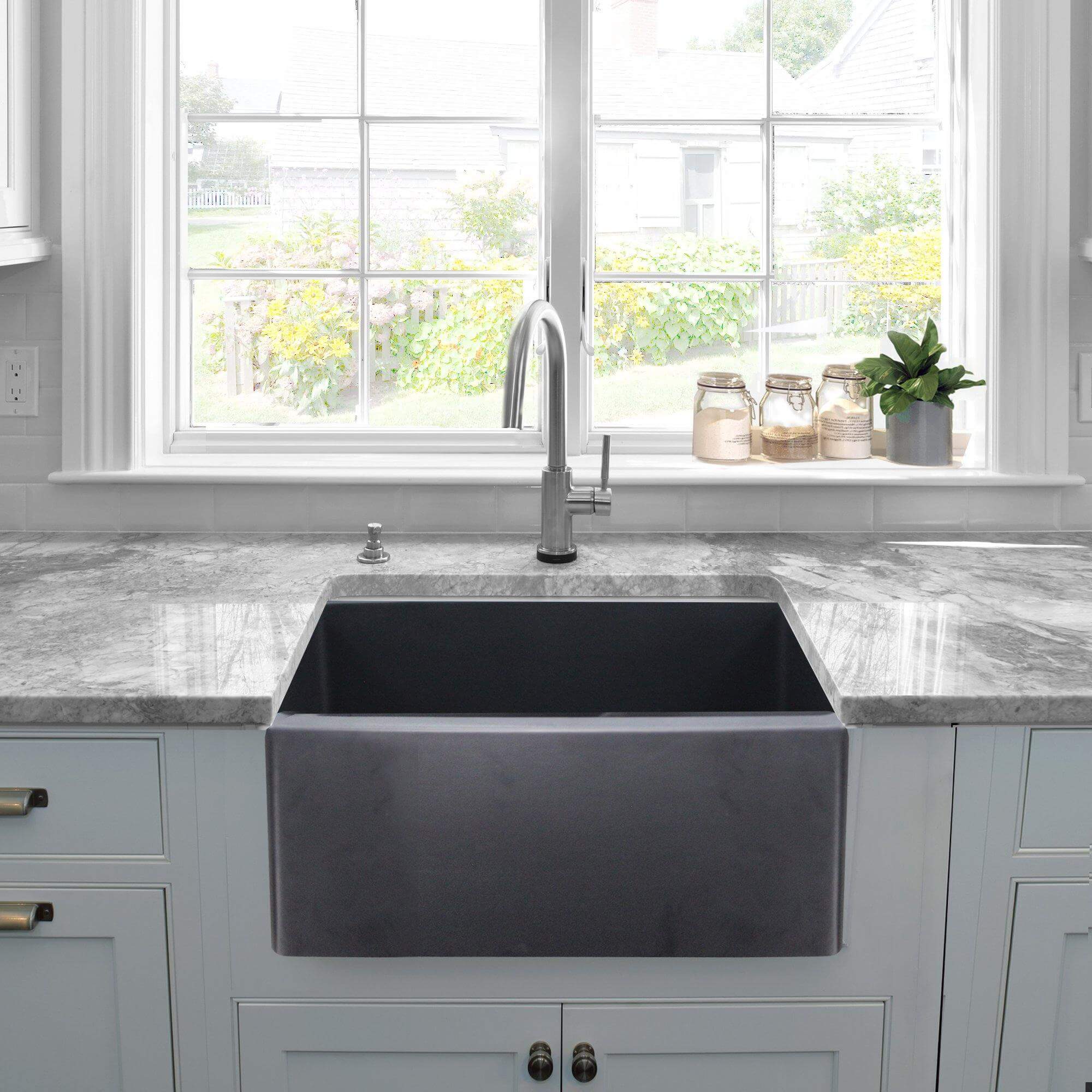 Alternate Image for Nantucket Sinks Vineyard 23" Fireclay Farmhouse Sink, Matte Black, FCFS2418S-MatteBlack