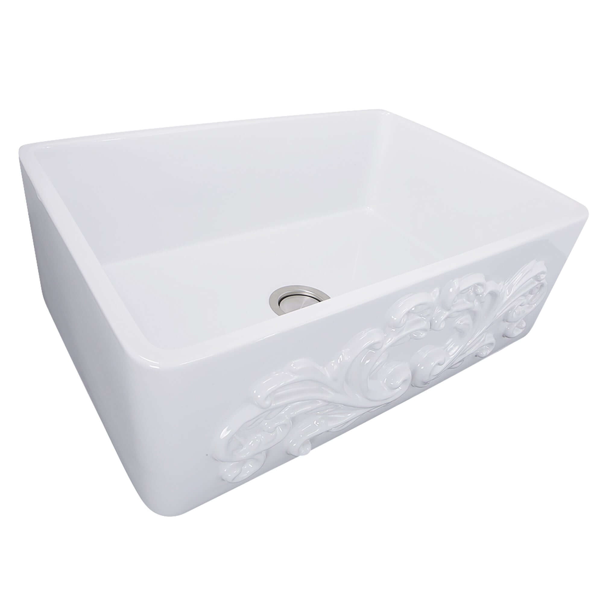 Alternate Image for Nantucket Sinks Vineyard 30" Fireclay Farmhouse Sink, White, FCFS3020S-Filigree