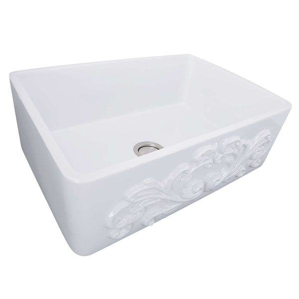 Nantucket Sinks Vineyard 30" Fireclay Farmhouse Sink, White, FCFS3020S The Sink Boutique