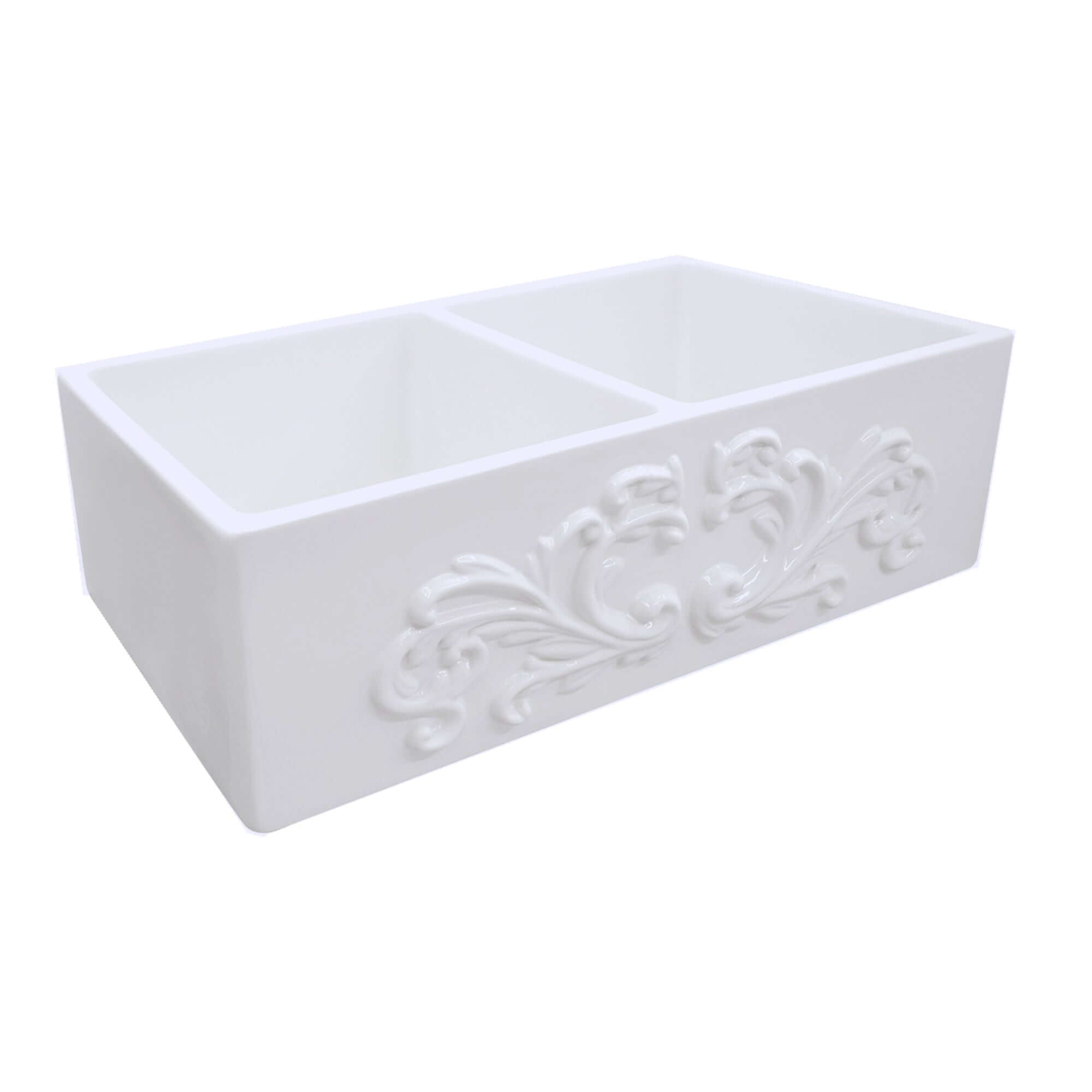 Alternate Image for Nantucket Sinks Vineyard 33" Fireclay Farmhouse Sink, Double Bowl, White, FCFS3318D-Filigree