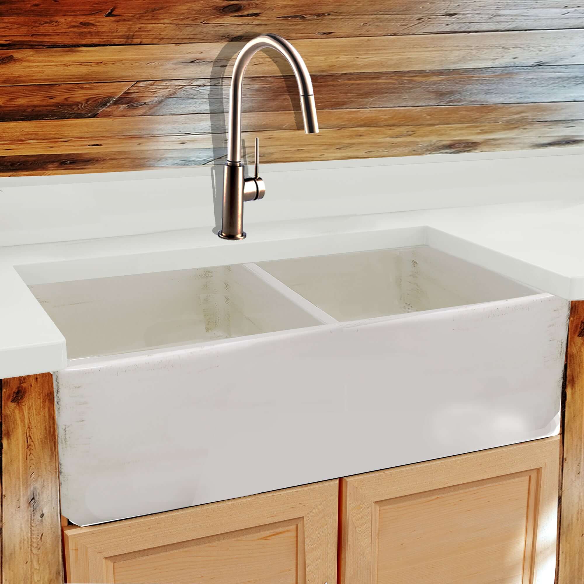 Alternate Image for Nantucket Sinks Vineyard 33" Fireclay Farmhouse Sink, Double Bowl, Pale Yellow, FCFS3318D-ShabbyStraw