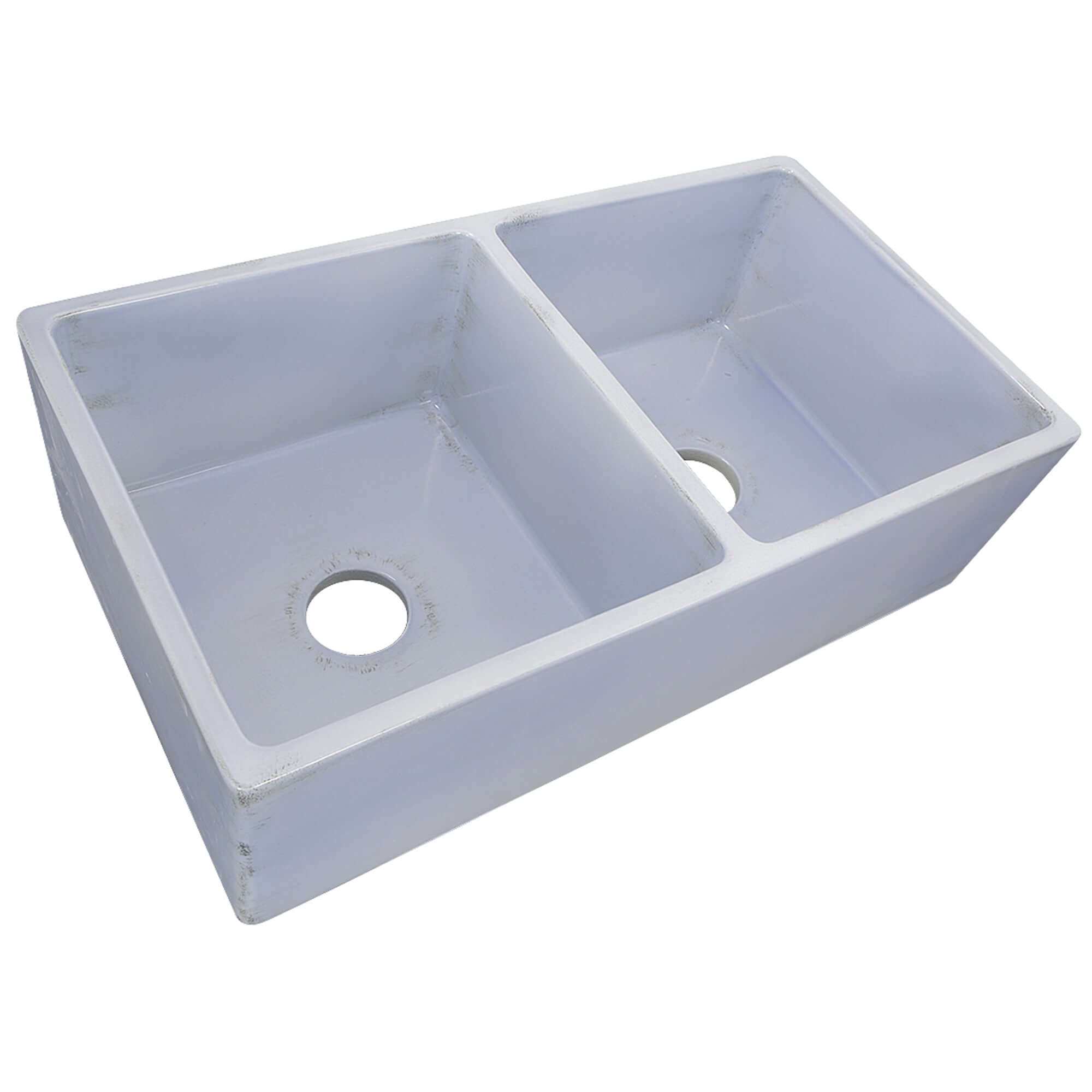 Alternate Image for Nantucket Sinks Vineyard 33" Fireclay Farmhouse Sink, Double Bowl, Light Blue, FCFS3318D-ShabbySugar