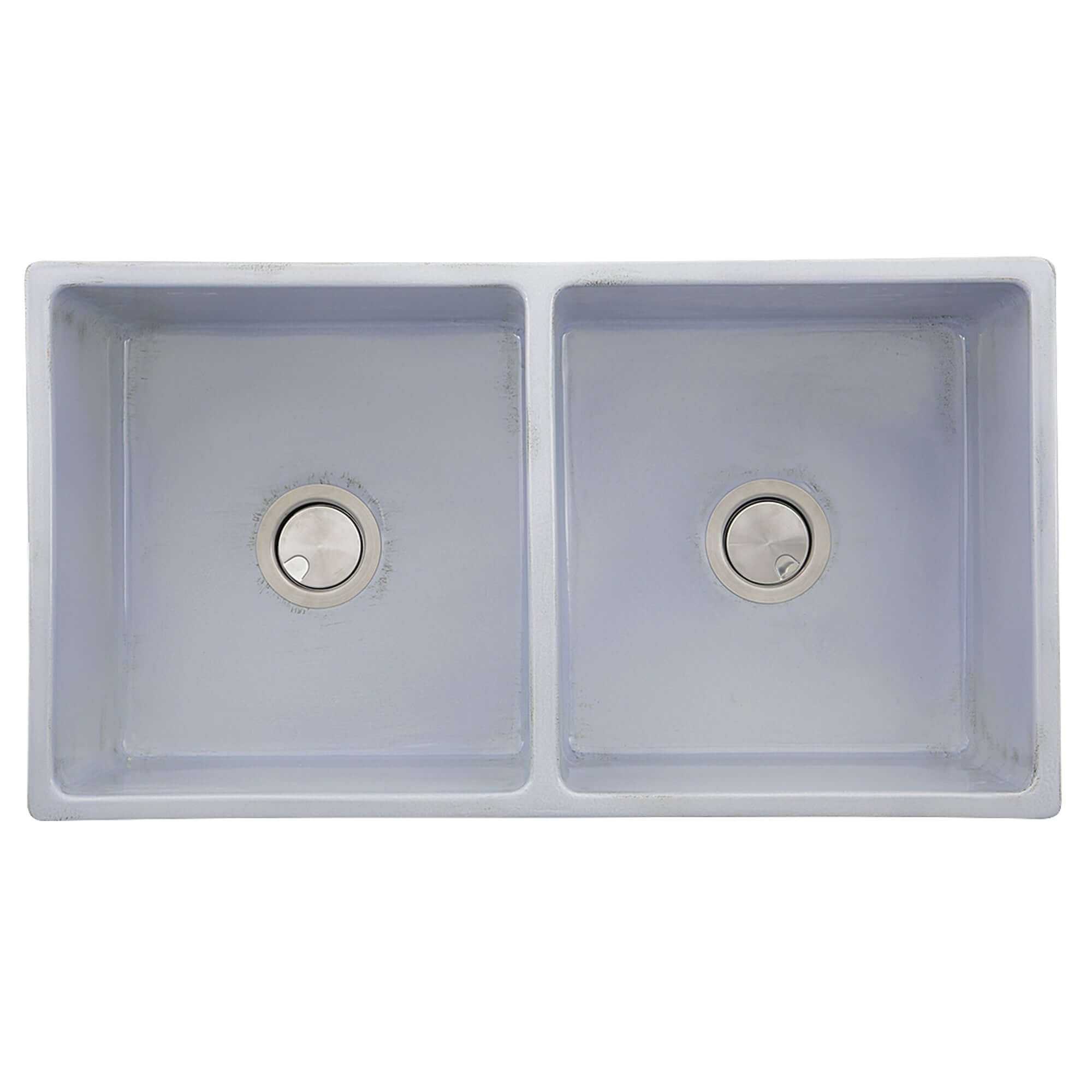Alternate Image for Nantucket Sinks Vineyard 33" Fireclay Farmhouse Sink, Double Bowl, Light Blue, FCFS3318D-ShabbySugar