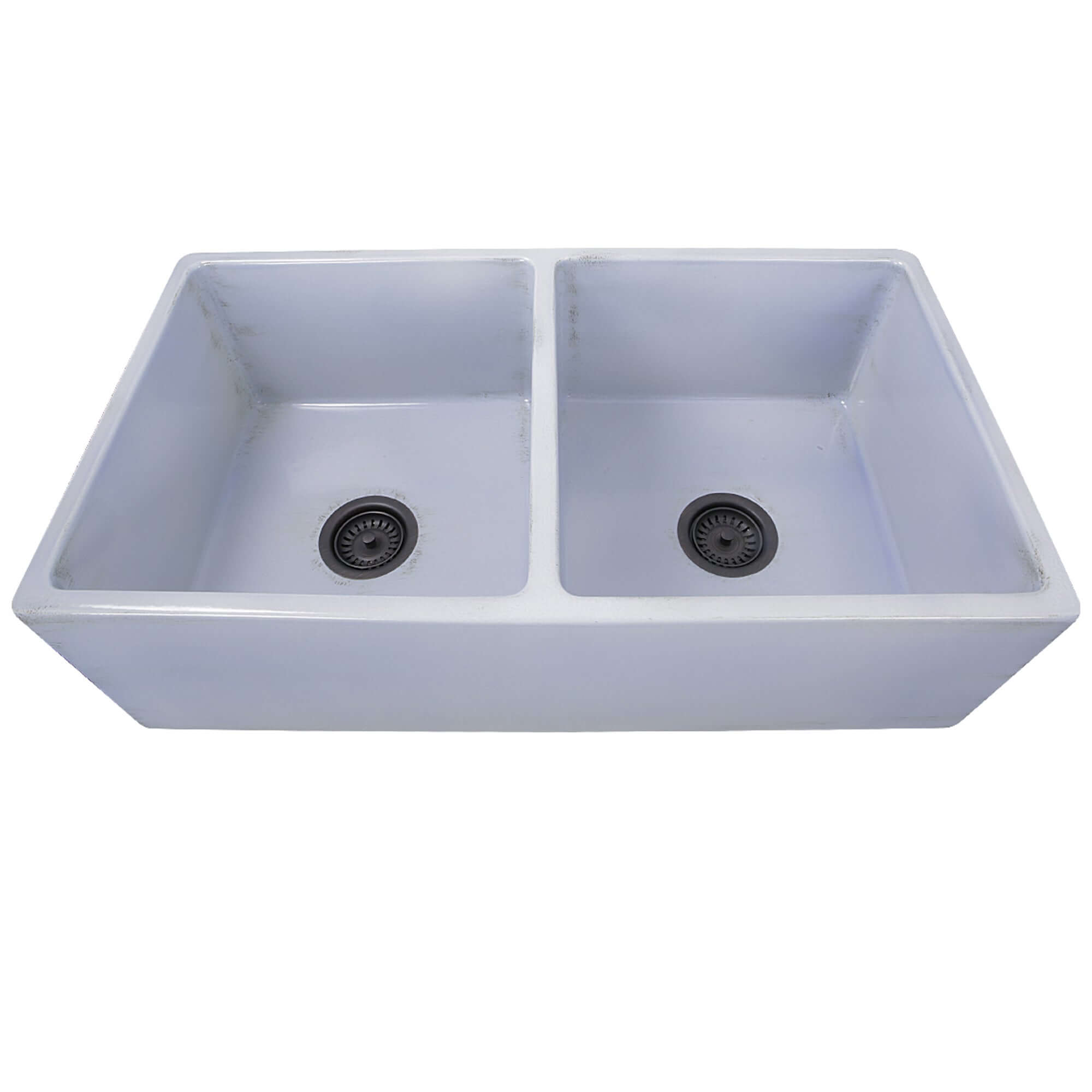 Alternate Image for Nantucket Sinks Vineyard 33" Fireclay Farmhouse Sink, Double Bowl, Light Blue, FCFS3318D-ShabbySugar