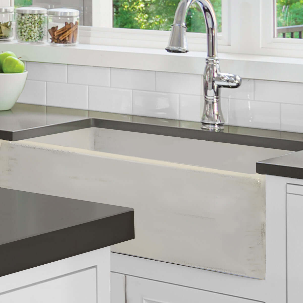 Nantucket Sinks Vineyard 33" Fireclay Farmhouse Sink, Pale Yellow, FCFS3320S-ShabbyStraw - The Sink Boutique