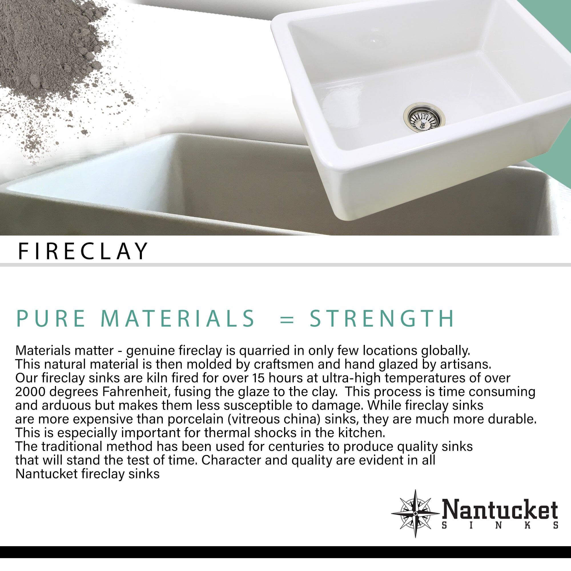 Alternate Image for Nantucket Sinks Vineyard 23" Fireclay Farmhouse Sink, Concrete, FCFS2418S-Concrete