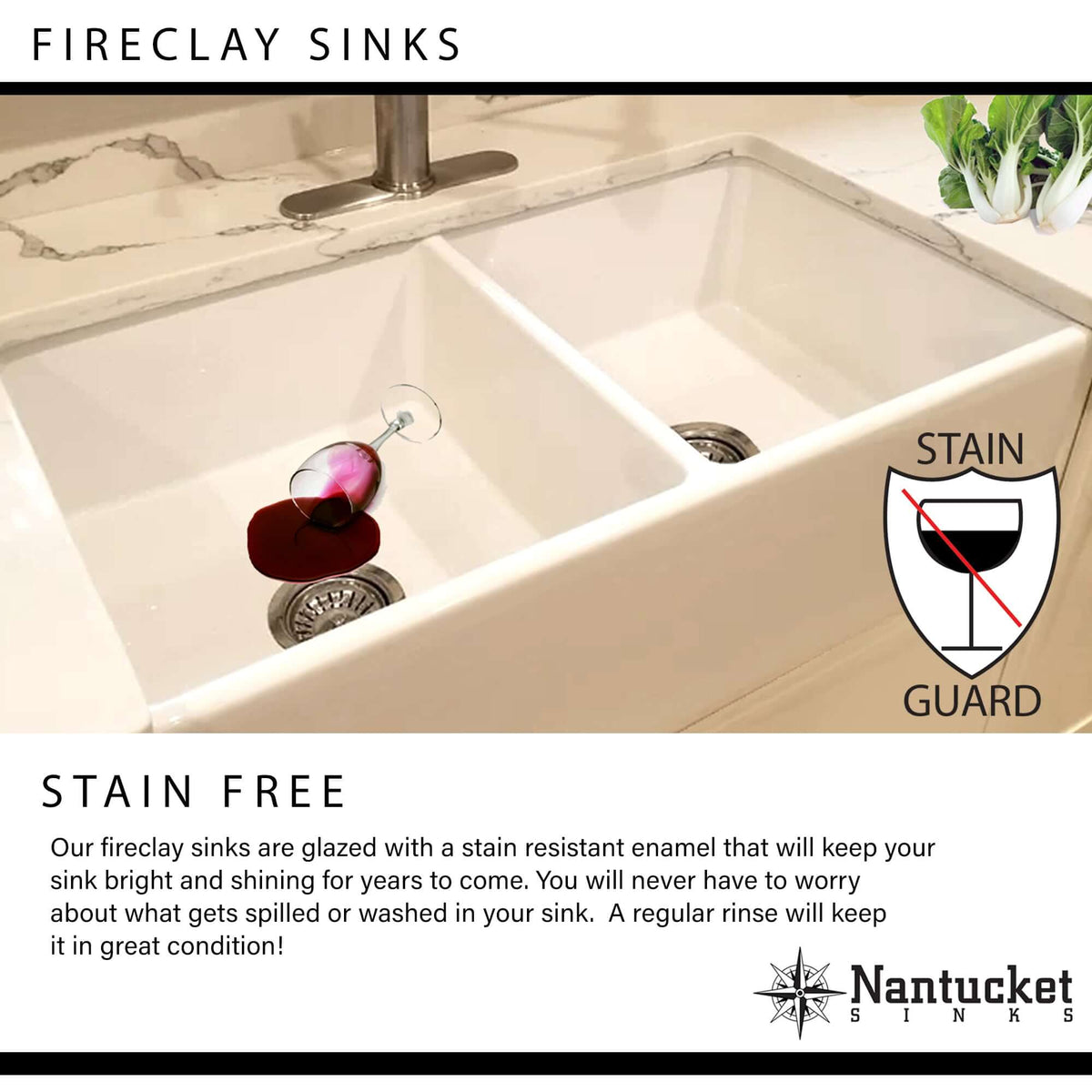 Alternate Image for Nantucket Sinks Cape 32" Fireclay Kitchen Sink, White, Wellfleet-3218W