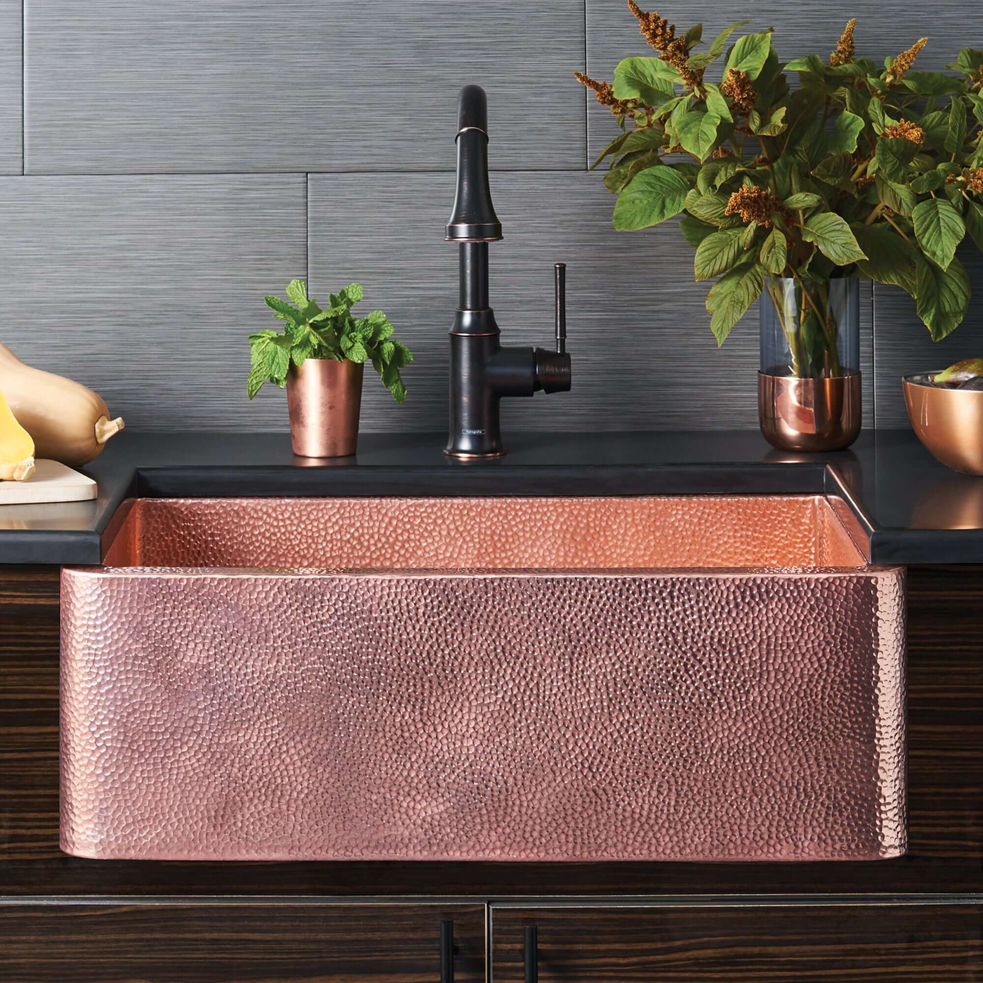Native Trails 30" Copper Farmhouse Sink, Polished Copper, CPK494