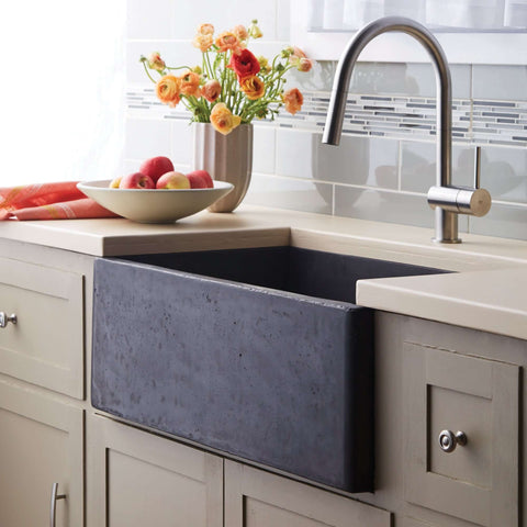 Native Trails 30" NativeStone Concrete Farmhouse Sink, Slate, NSK3018-S