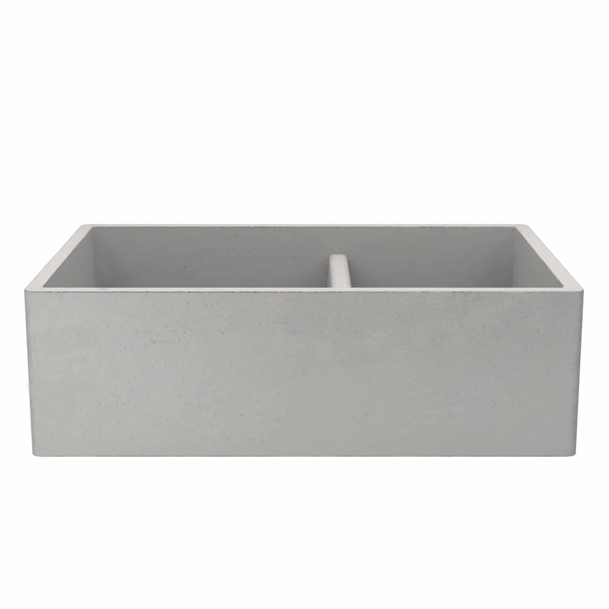 Alternate Image for Native Trails Farmhouse Double Bowl 33" NativeStone Concrete Farmhouse Sink, 60/40 Double Bowl, Ash, NSKD3321-A