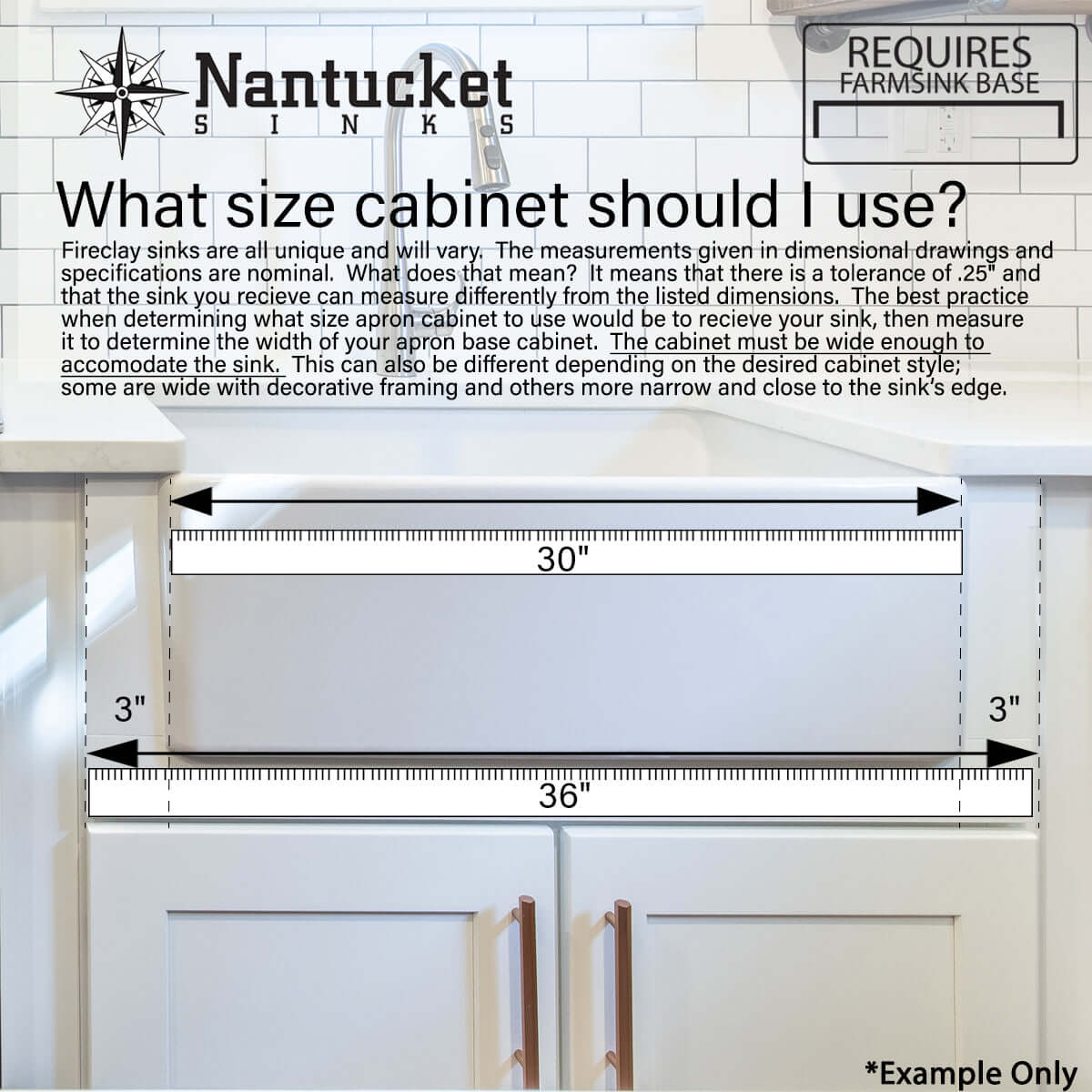 Alternate Image for Nantucket Sinks Cape 36" Fireclay Farmhouse Sink, White, T-FCFS36