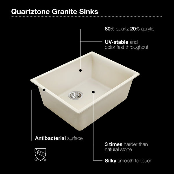 Houzer Quartztone 18" Undermount Granite Kitchen Sink, Taupe, G100U T