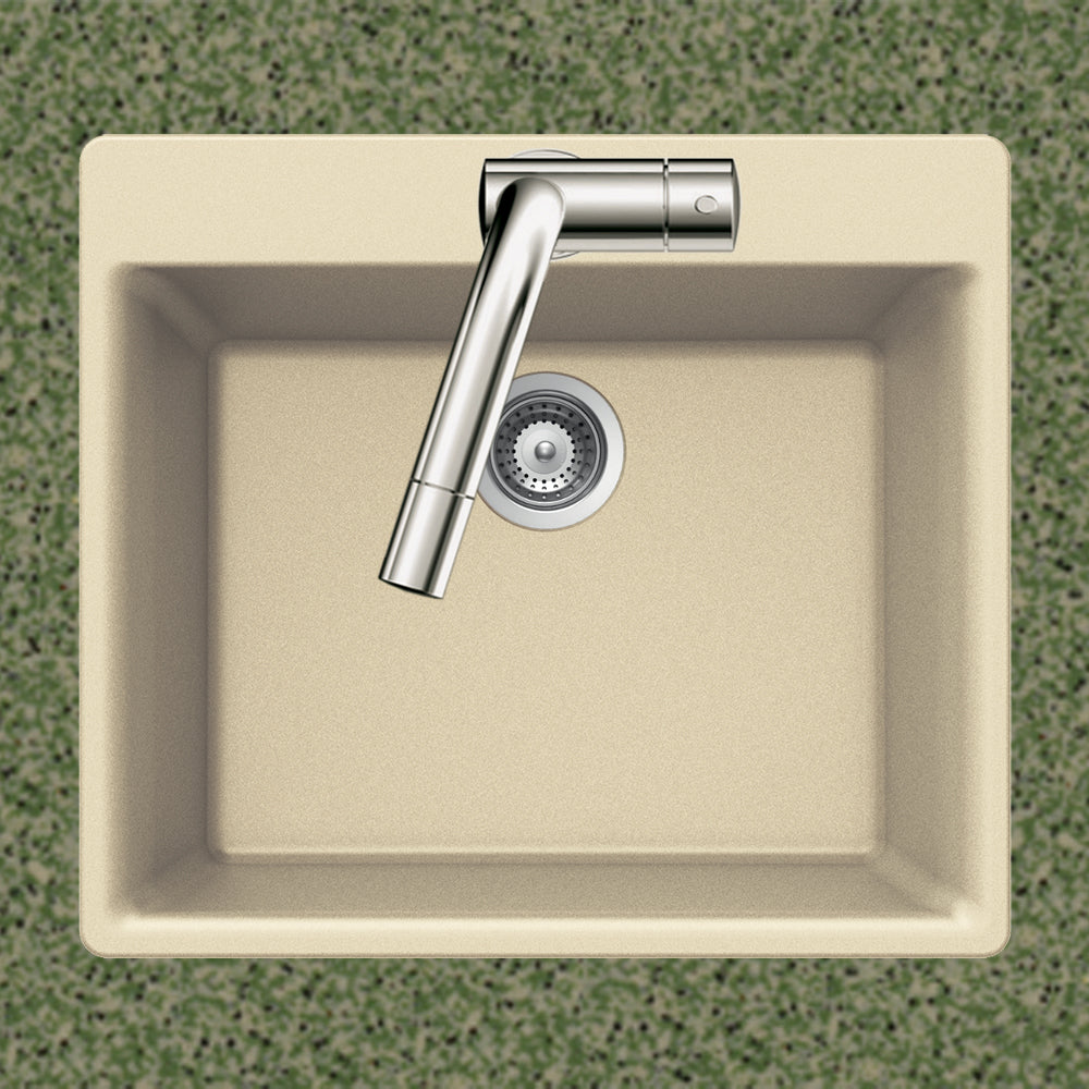 Alternate Image for Houzer 24" Composite Granite Topmount Single Bowl Kitchen Sink, Biscuit, G-100 SAND