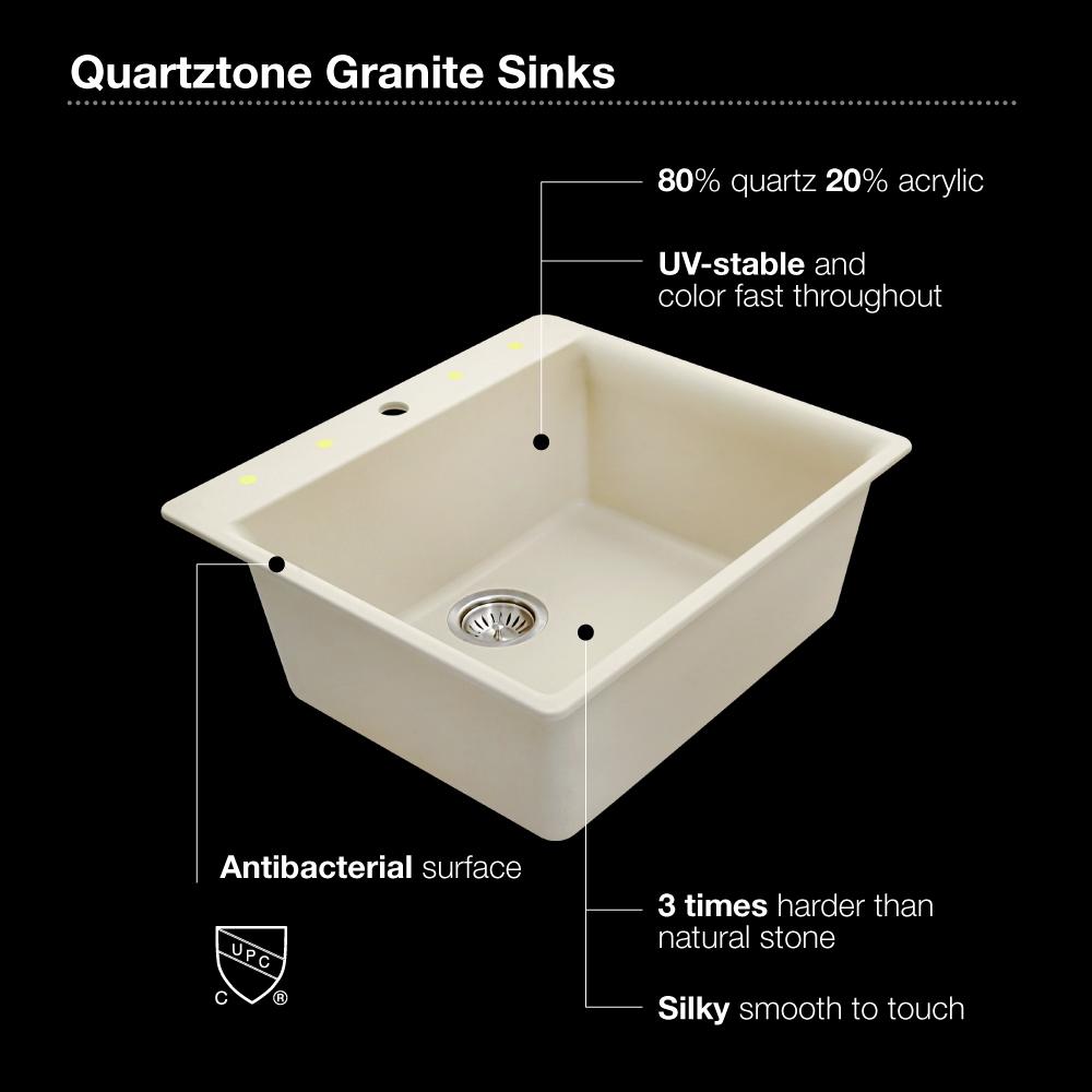 Alternate Image for Houzer 24" Composite Granite Topmount Single Bowl Kitchen Sink, Brown, G-100 MOCHA