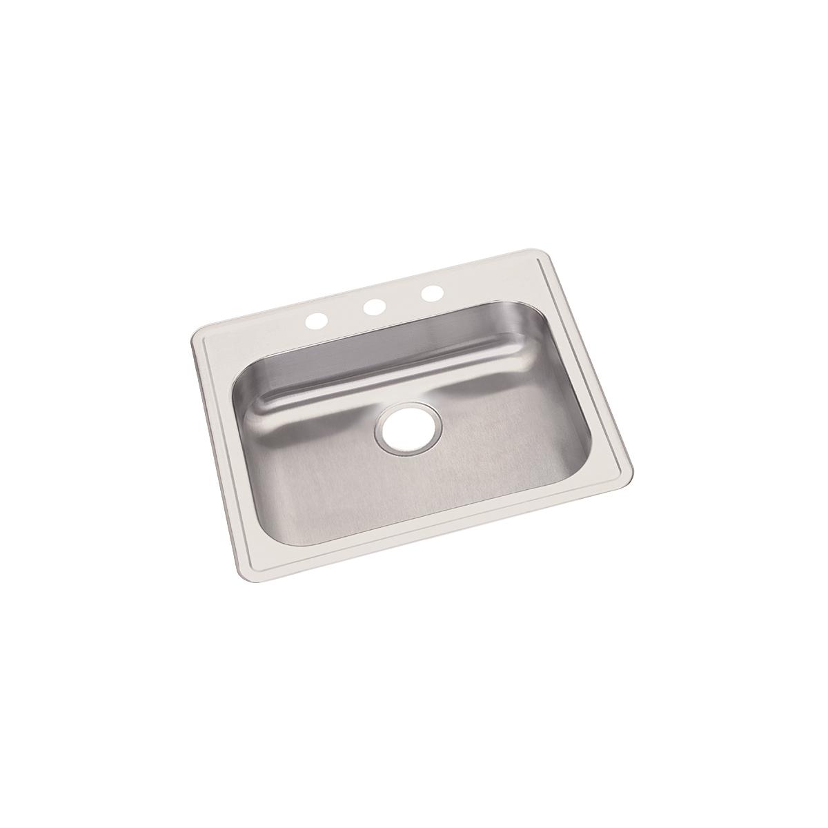 Alternate Image for Elkay Dayton 25" Stainless Steel Kitchen Sink, Satin, 3 Faucet Hole, GE125223
