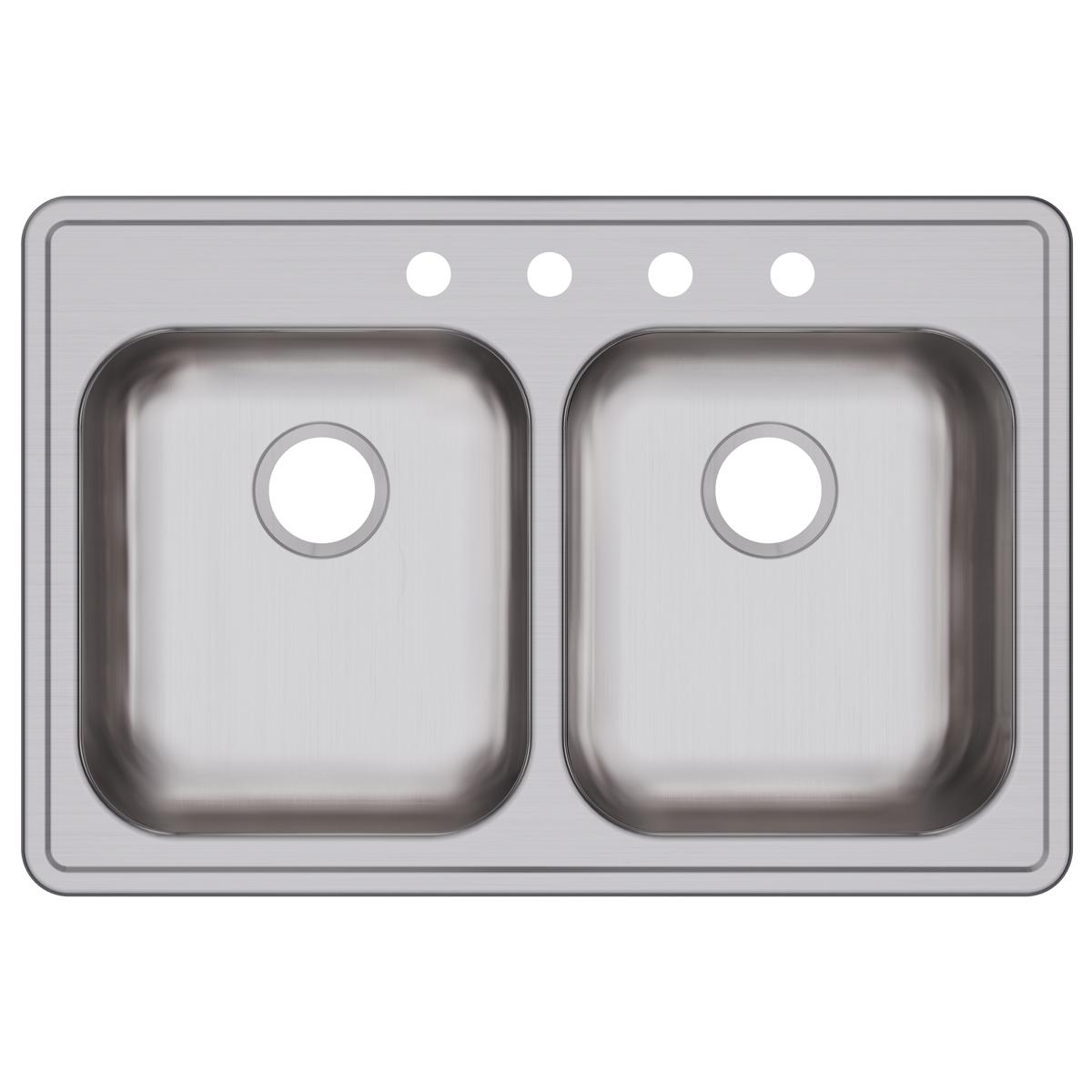 Elkay Dayton 33" Stainless Steel Kitchen Sink, 50/50 Double Bowl, Satin, GE233224