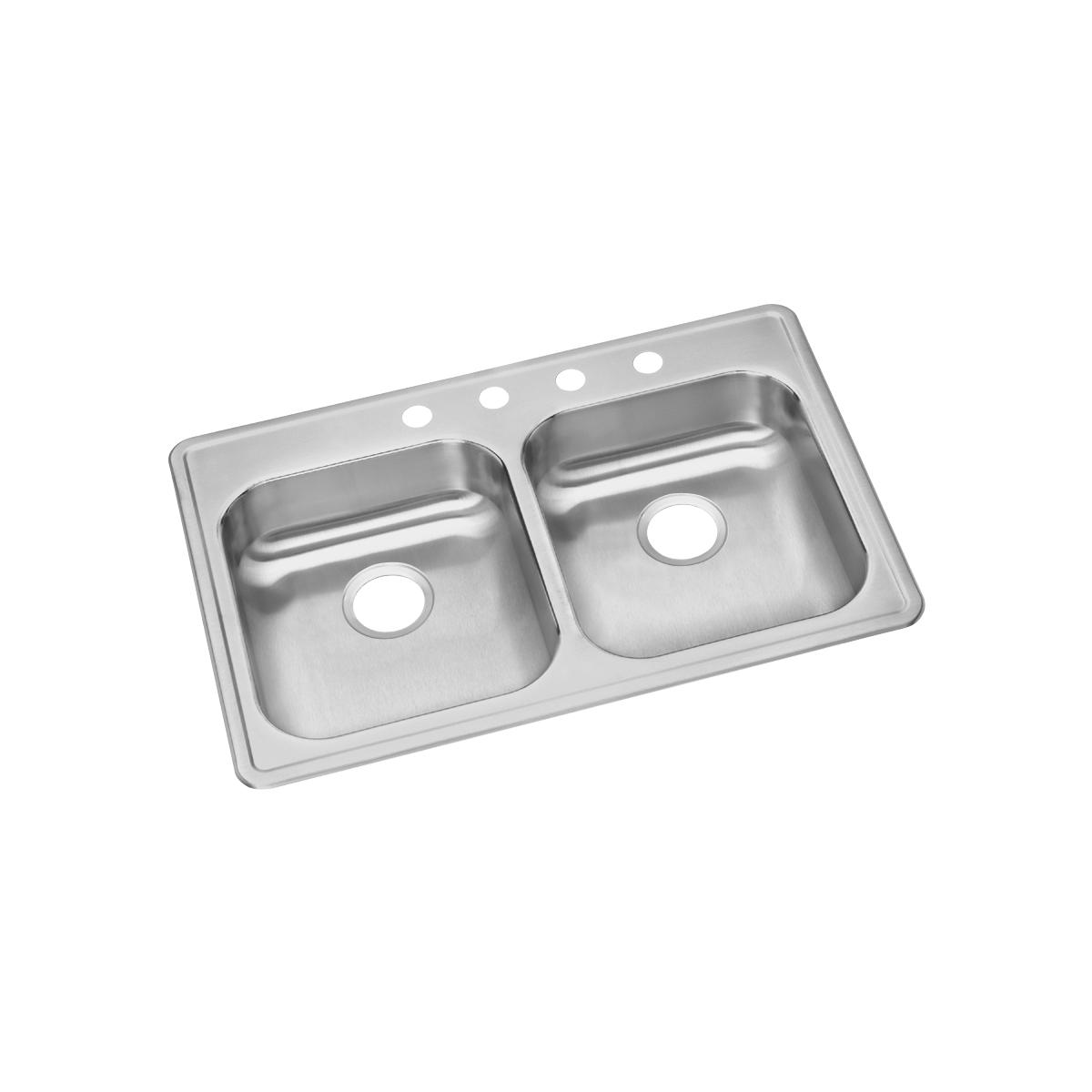 Alternate Image for Elkay Dayton 33" Stainless Steel Kitchen Sink, 50/50 Double Bowl, Satin, 4 Faucet Hole, GE233224