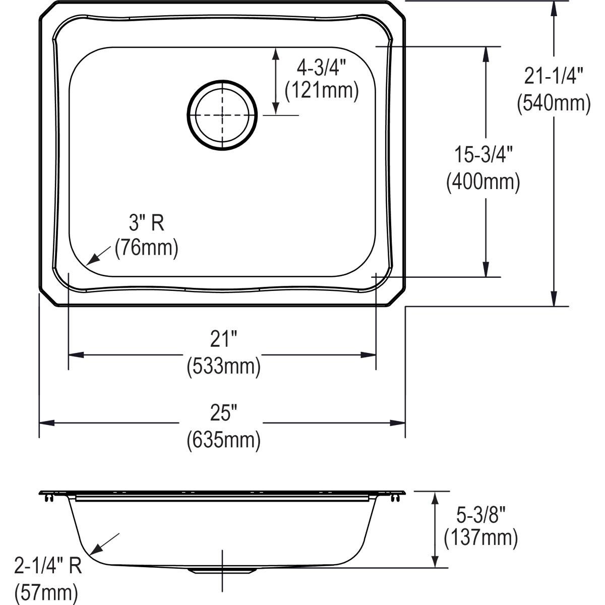 Alternate Image for Elkay Celebrity 25" Stainless Steel Kitchen Sink, Brushed Satin, 4 Faucet Hole, GECR25214