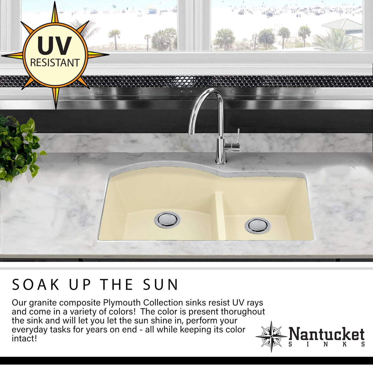 Alternate Image for Nantucket Sinks Plymouth 33" Undermount Granite Composite Kitchen Sink, 50/50 Double Bowl, Titanium Grey/metallic flecks, PR5050-LDTI