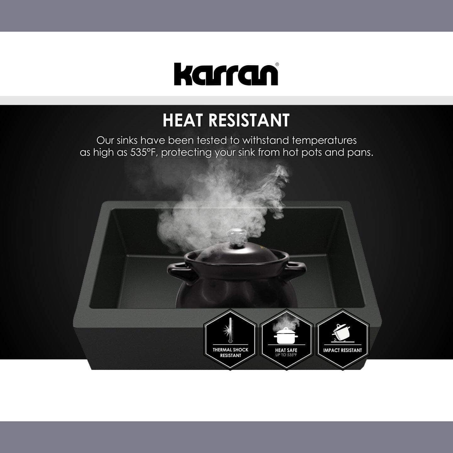 Alternate Image for Karran 34" Quartz Composite Farmhouse Sink, 50/50 Double Bowl, Grey, QA-750-GR