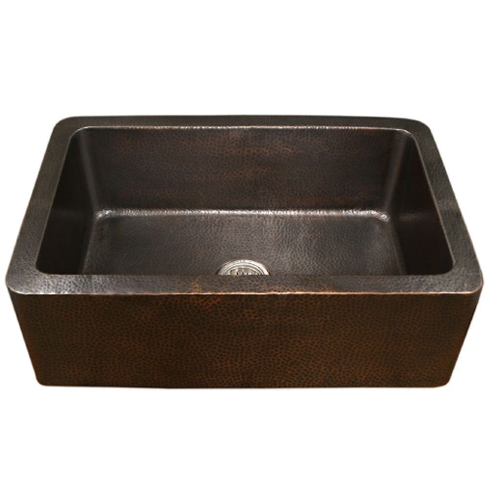 Houzer 32" Copper Single Bowl Farmhouse Apron Front Kitchen Sink, HW-COP11