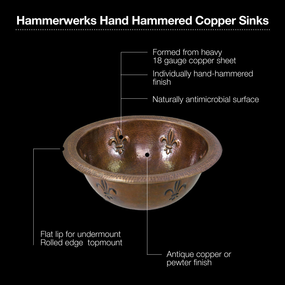 Alternate Image for Houzer 15" Copper Topmount Bathroom Sink, HW-FAM1RS
