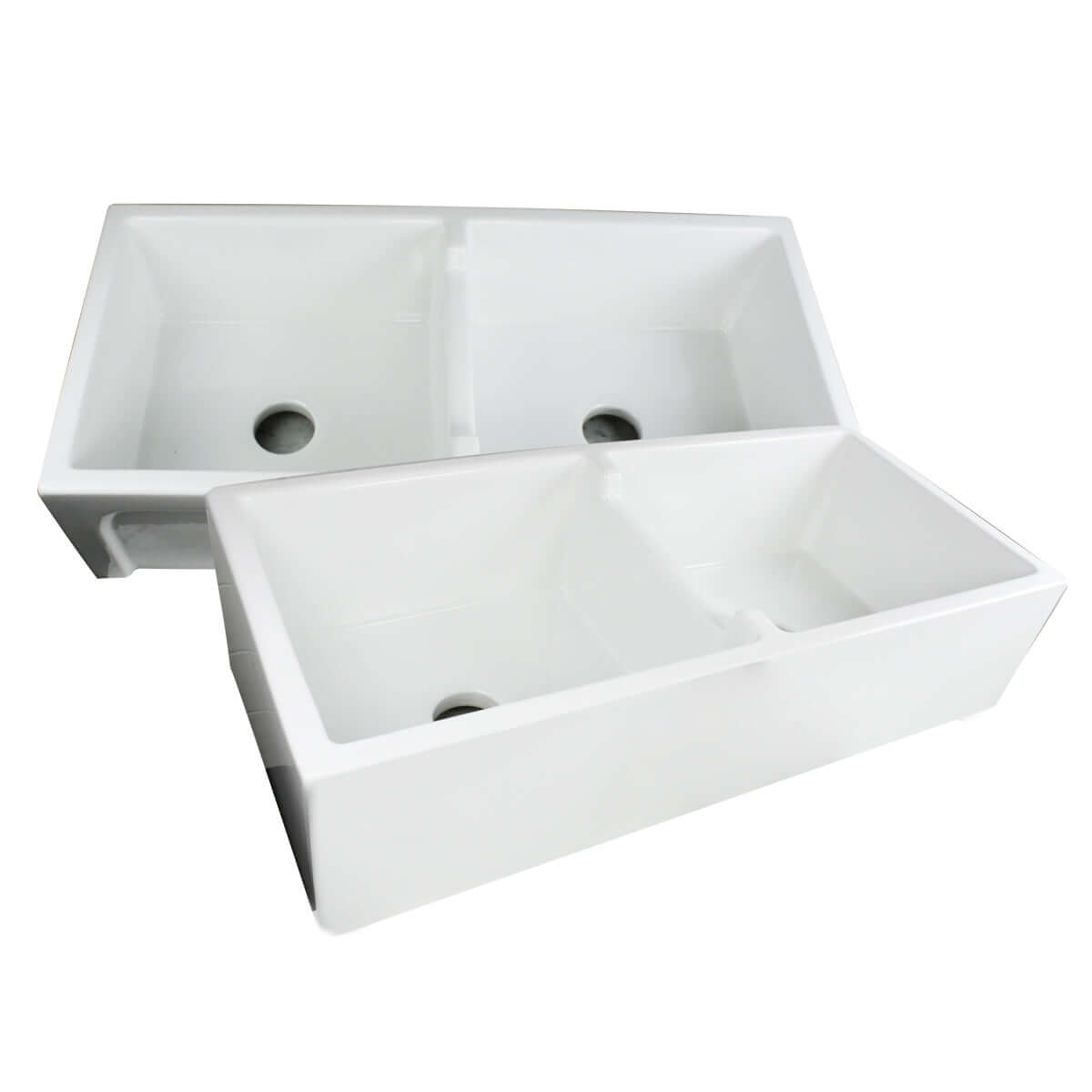 Alternate Image for Nantucket Sinks Cape 40" Fireclay Farmhouse Sink, 50/50 Double Bowl, White, Hyannis-39-DBL