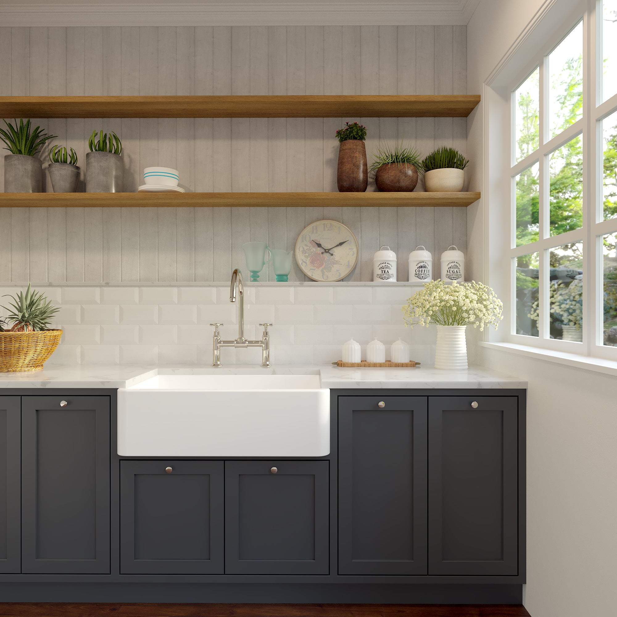 Nantucket Sinks Cape 33" Fireclay Farmhouse Sink, White, Harwich-33 - The Sink Boutique