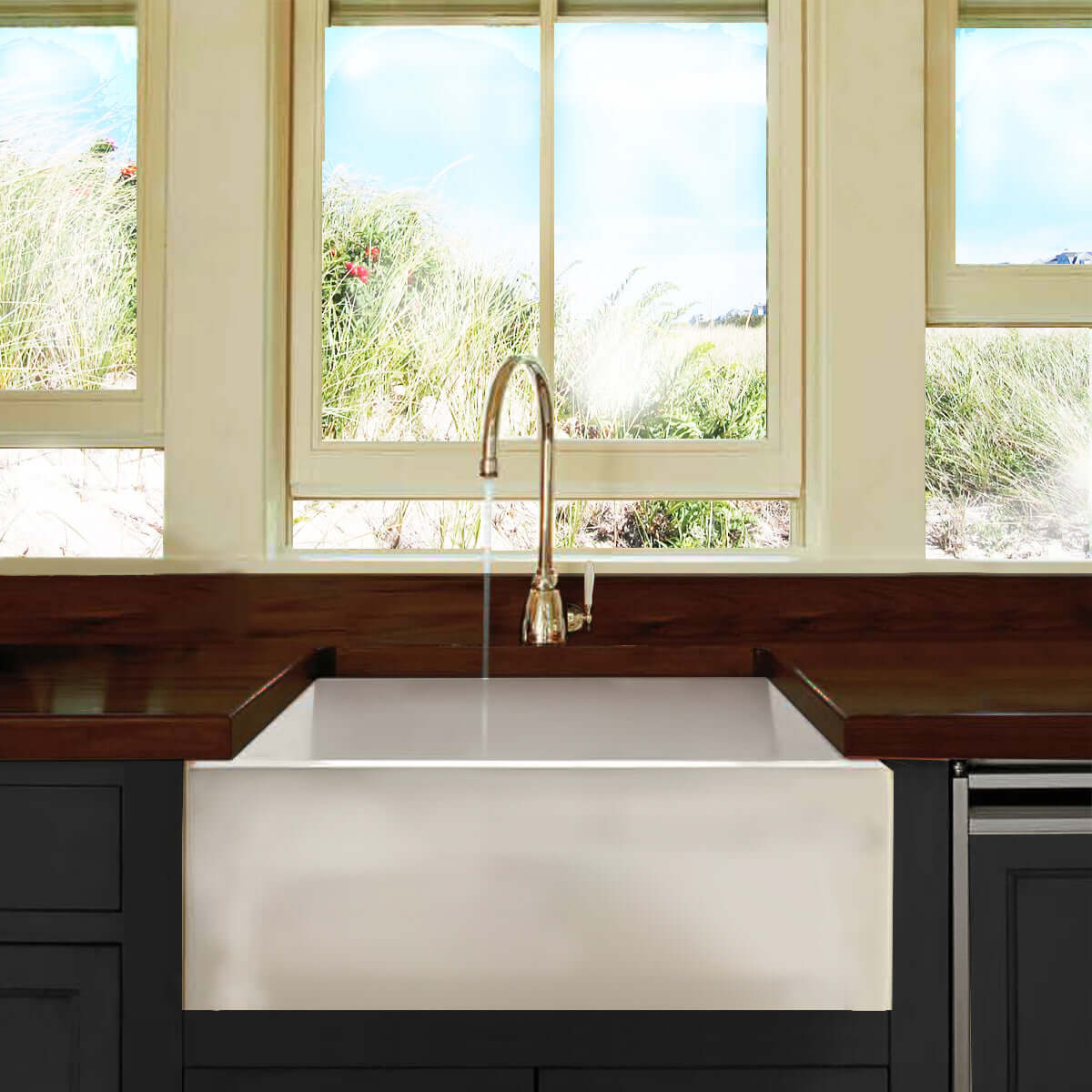 Alternate Image for Nantucket Sinks Cape 24" Fireclay Farmhouse Sink, White, Hyannis-24