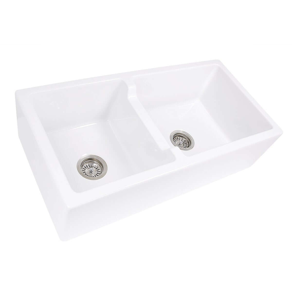 Alternate Image for Nantucket Sinks Cape 36" Fireclay Farmhouse Sink, 60/40 Double Bowl, White, Hyannis-36-DBL