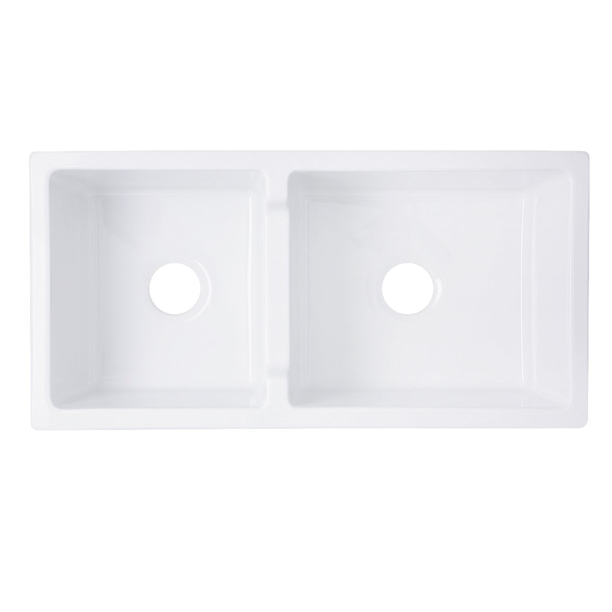 Nantucket Sinks 36" Fireclay Farmhouse Sink, 60/40 Double Bowl, White, Hyannis-36-DBL