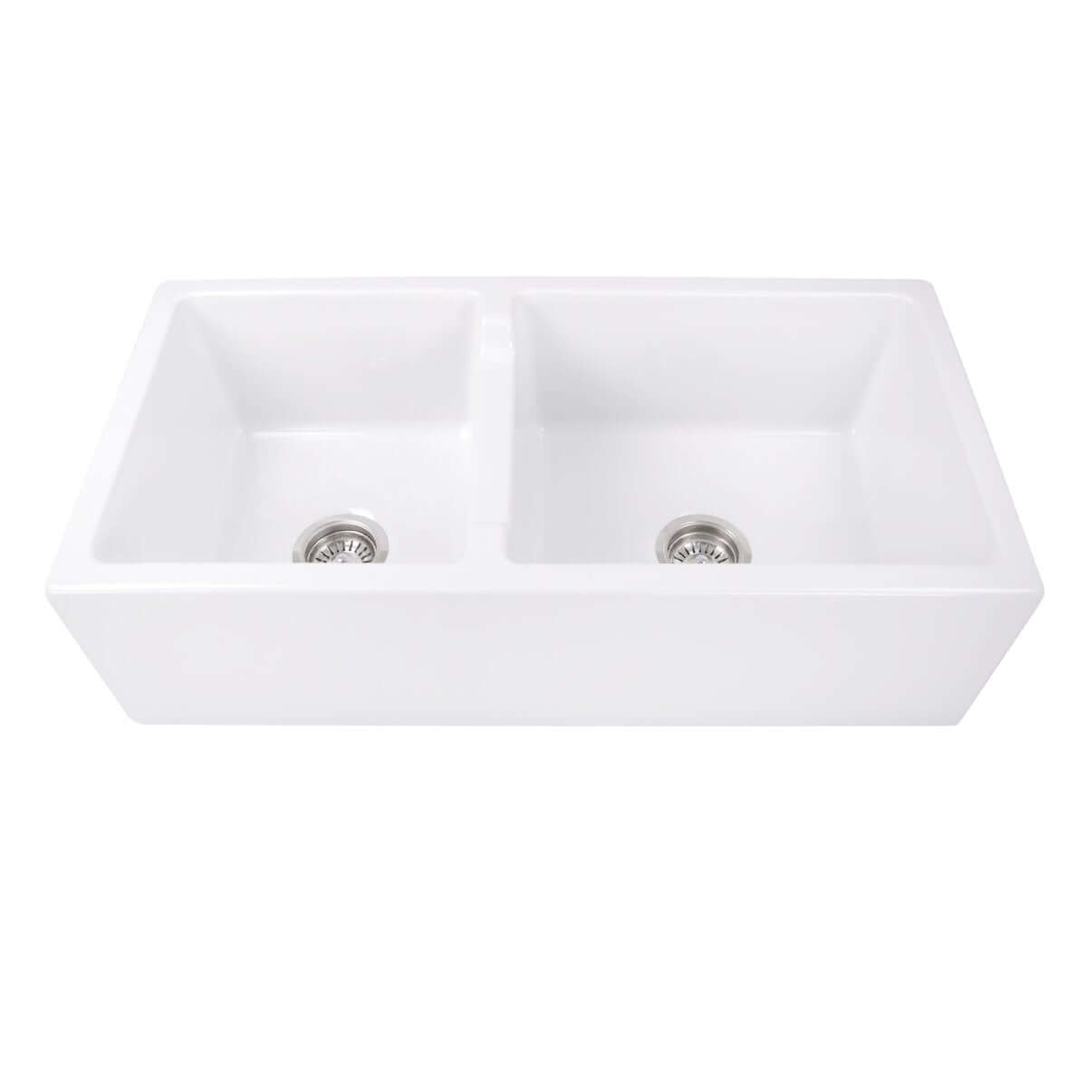 Alternate Image for Nantucket Sinks Cape 36" Fireclay Farmhouse Sink, 60/40 Double Bowl, White, Hyannis-36-DBL