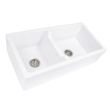 Nantucket Sinks Cape 36" Fireclay Farmhouse Sink, 60/40 Double Bowl, White, Hyannis-36-DBL - The Sink Boutique