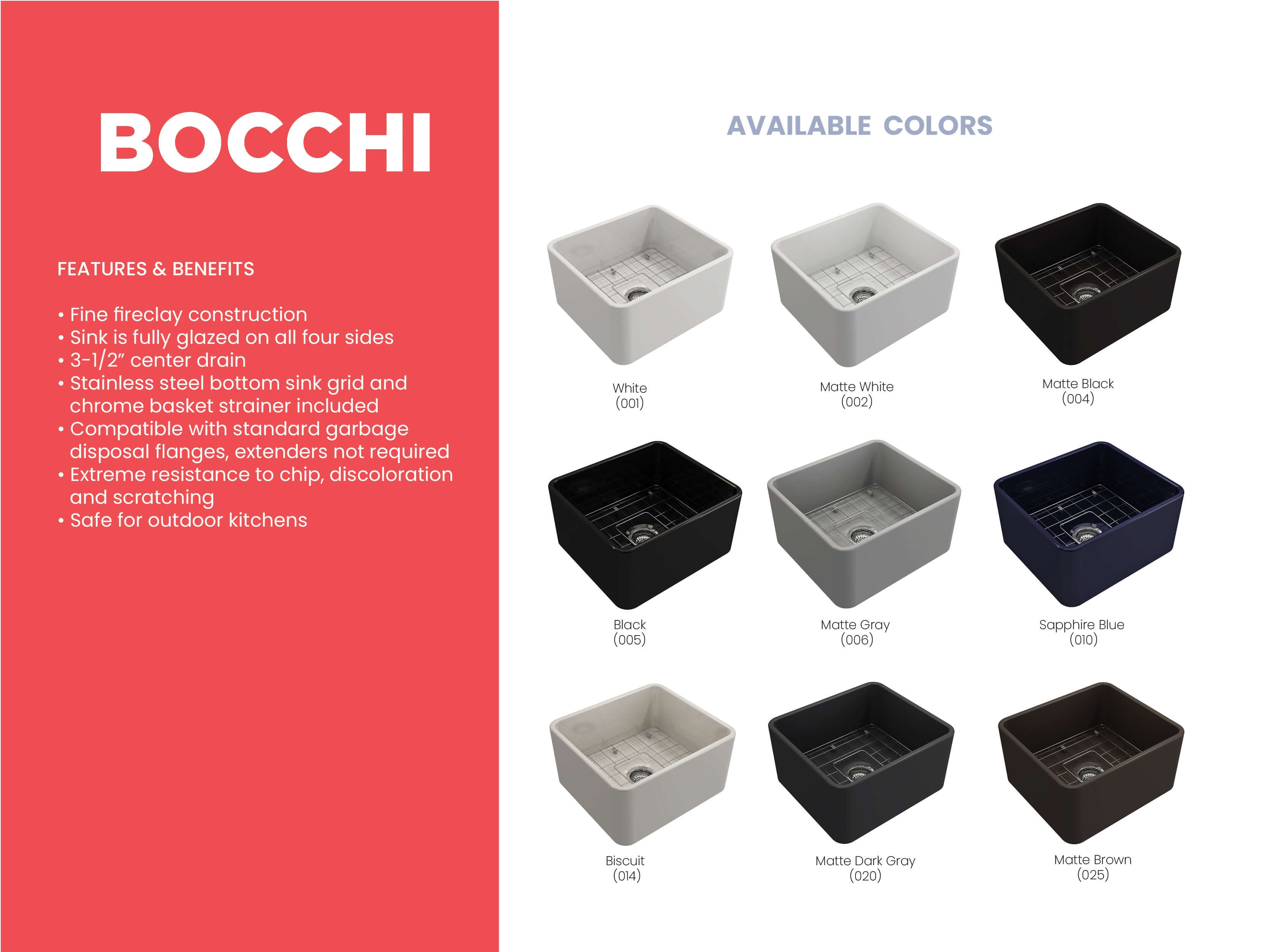 Alternate Image for BOCCHI Classico 20" Fireclay Farmhouse Apron Single Bowl Kitchen Sink, Matte White, 1136-002-0120