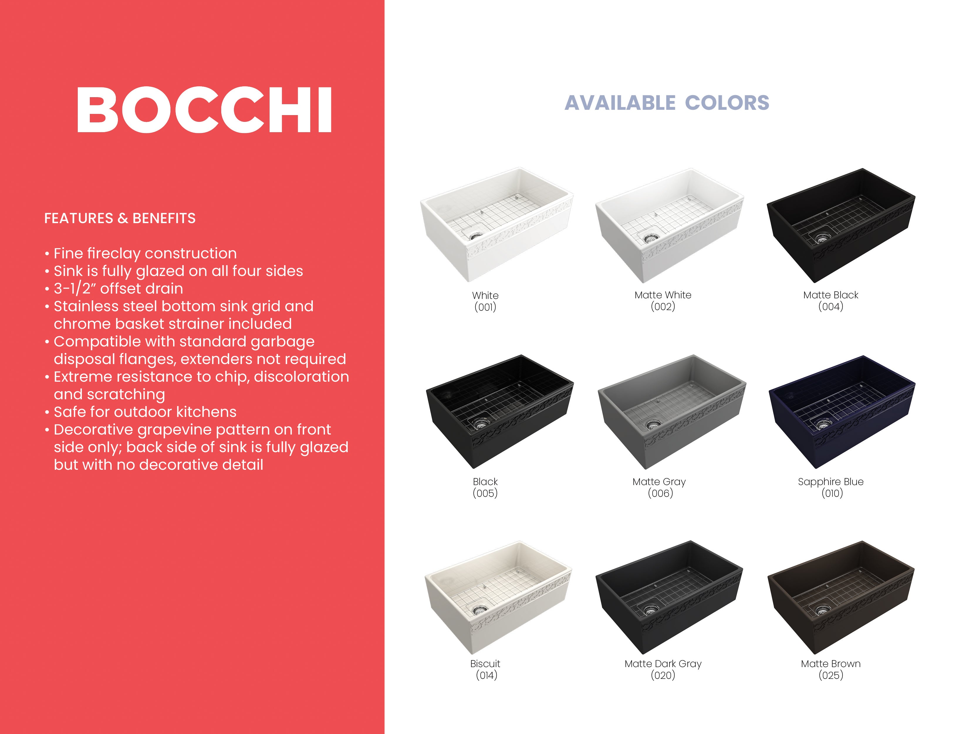 Alternate Image for BOCCHI Vigneto 30" Fireclay Farmhouse Apron Single Bowl Kitchen Sink, White, 1347-001-0120