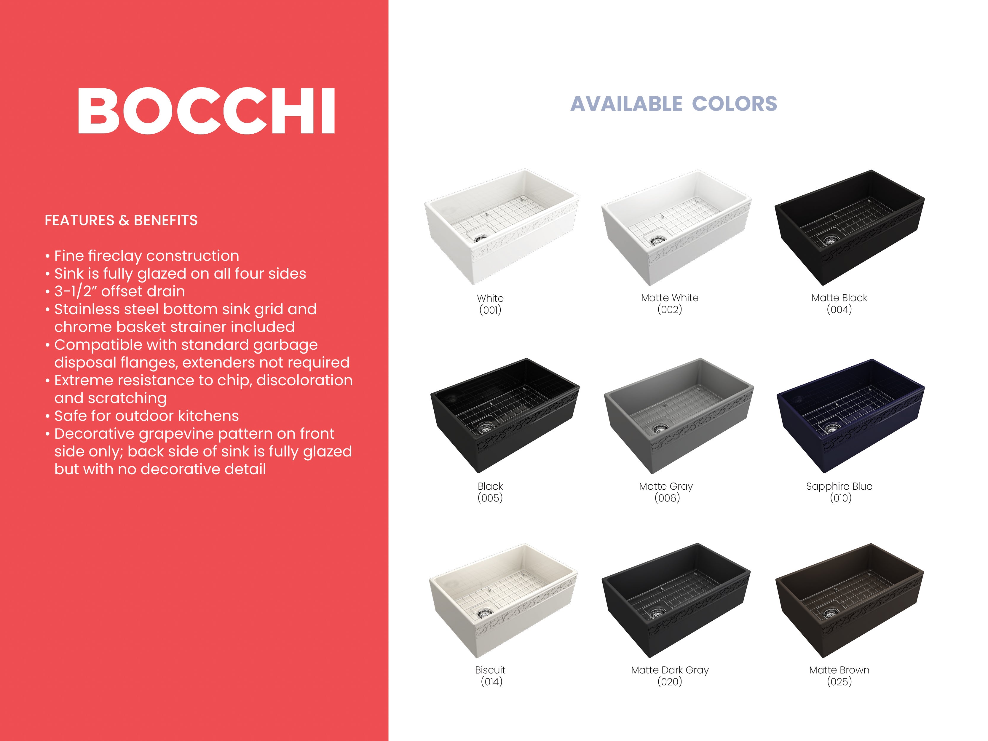 Alternate Image for BOCCHI Vigneto 30" Fireclay Farmhouse Apron Single Bowl Kitchen Sink, Matte Gray, 1347-006-0120
