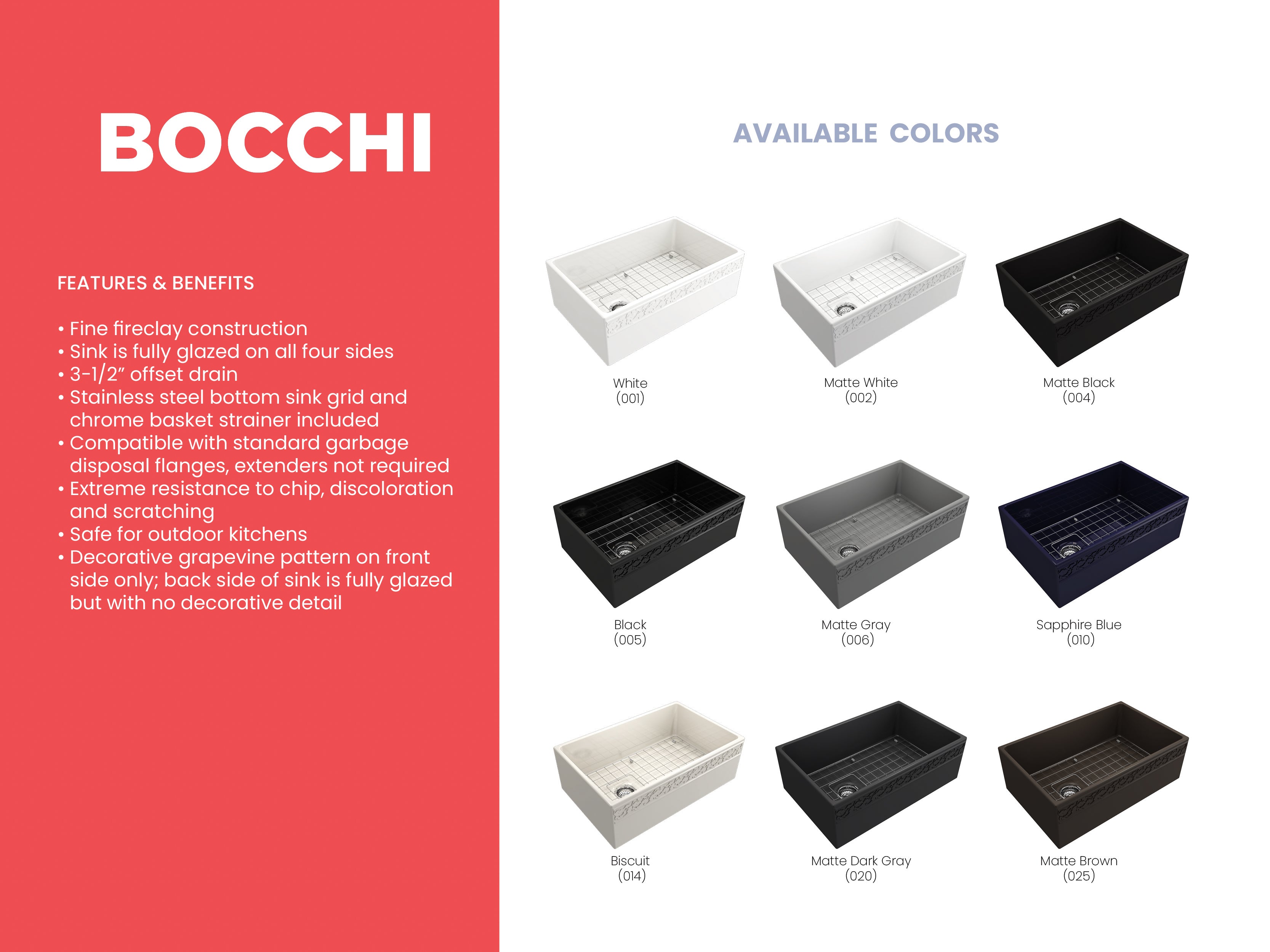 Alternate Image for BOCCHI Vigneto 30" Fireclay Farmhouse Apron Single Bowl Kitchen Sink, Matte Brown, 1347-025-0120