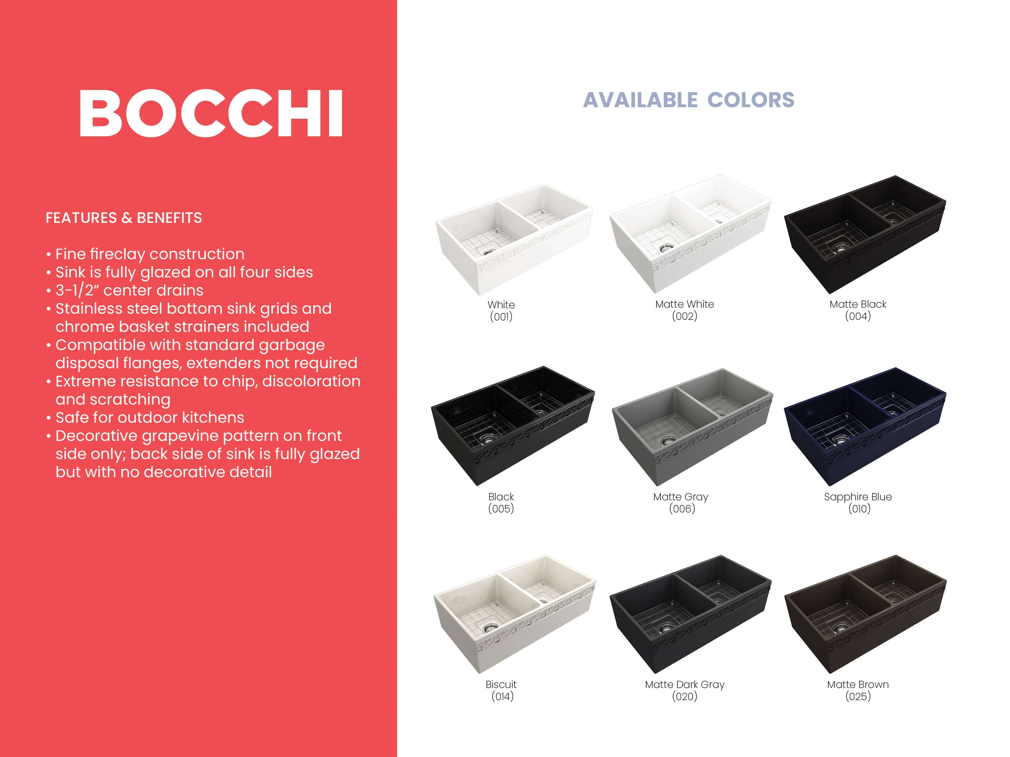 Alternate Image for BOCCHI Vigneto 36" Fireclay Farmhouse Apron 50/50 Double Bowl Kitchen Sink, Matte Brown, 1351-025-0120