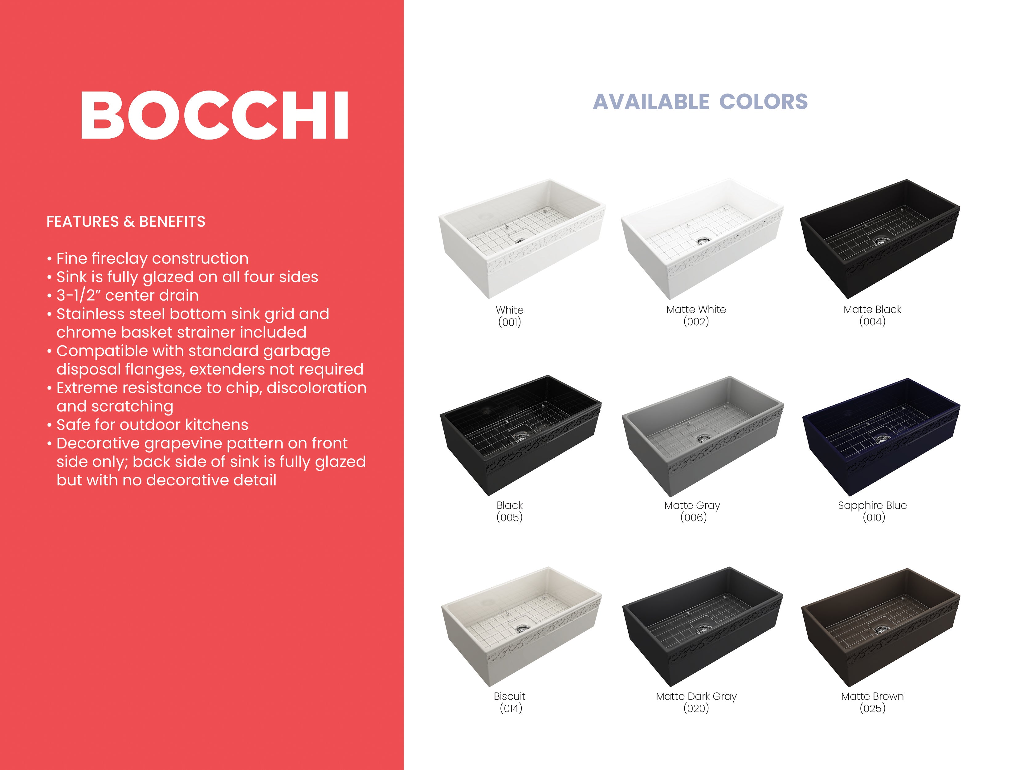 Alternate Image for BOCCHI Vigneto 33" Fireclay Farmhouse Apron Single Bowl Kitchen Sink, Matte Dark Gray, 1353-020-0120