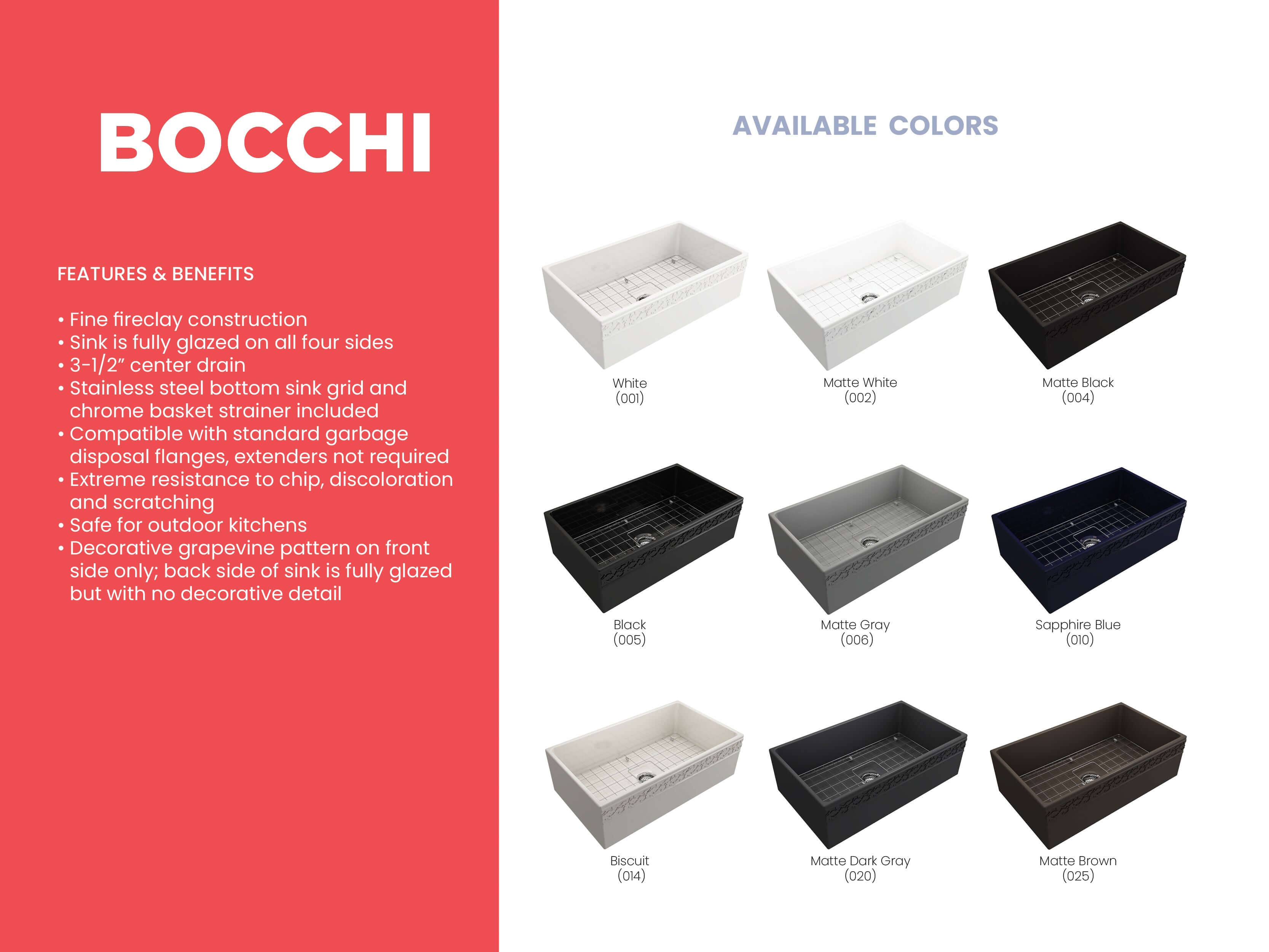Alternate Image for BOCCHI Vigneto 33" Fireclay Farmhouse Apron Single Bowl Kitchen Sink, Matte Dark Gray, 1353-020-0120