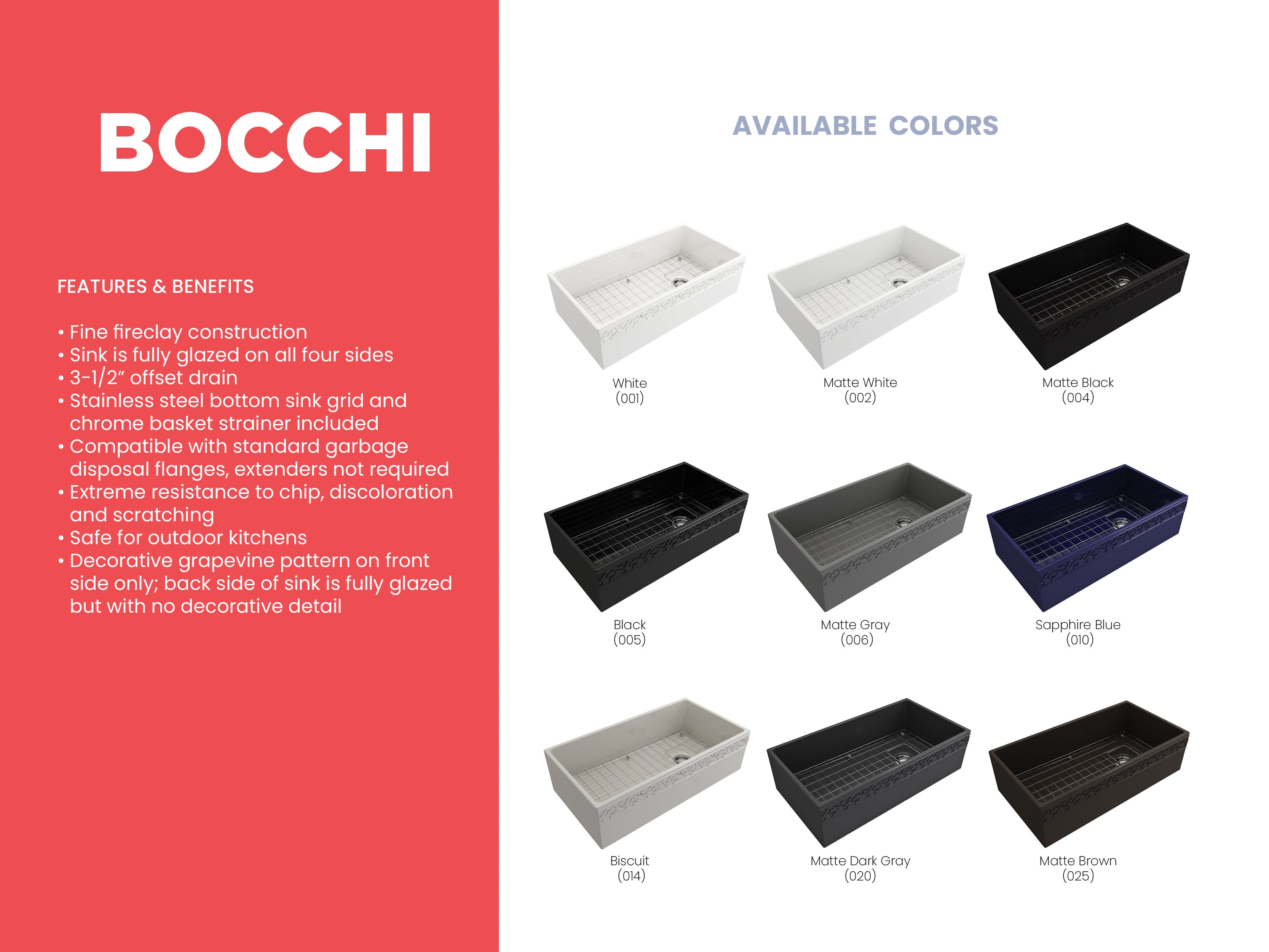 Alternate Image for BOCCHI Vigneto 36" Fireclay Farmhouse Apron Single Bowl Kitchen Sink, Black, 1355-005-0120