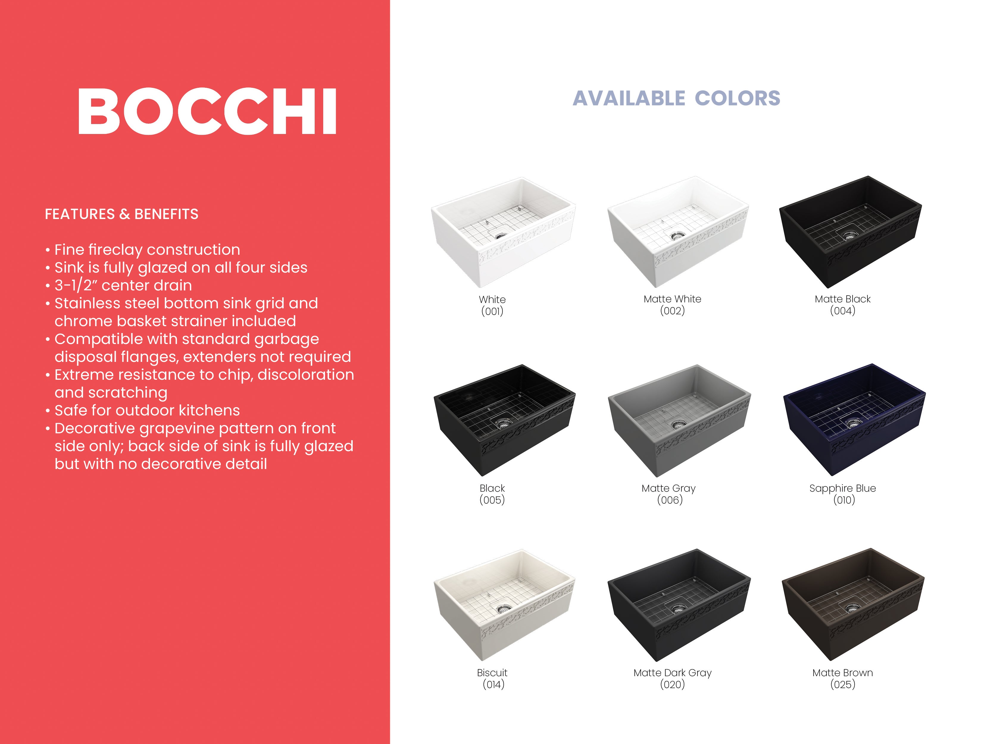Alternate Image for BOCCHI Vigneto 27" Fireclay Farmhouse Apron Single Bowl Kitchen Sink, Matte Brown, 1357-025-0120