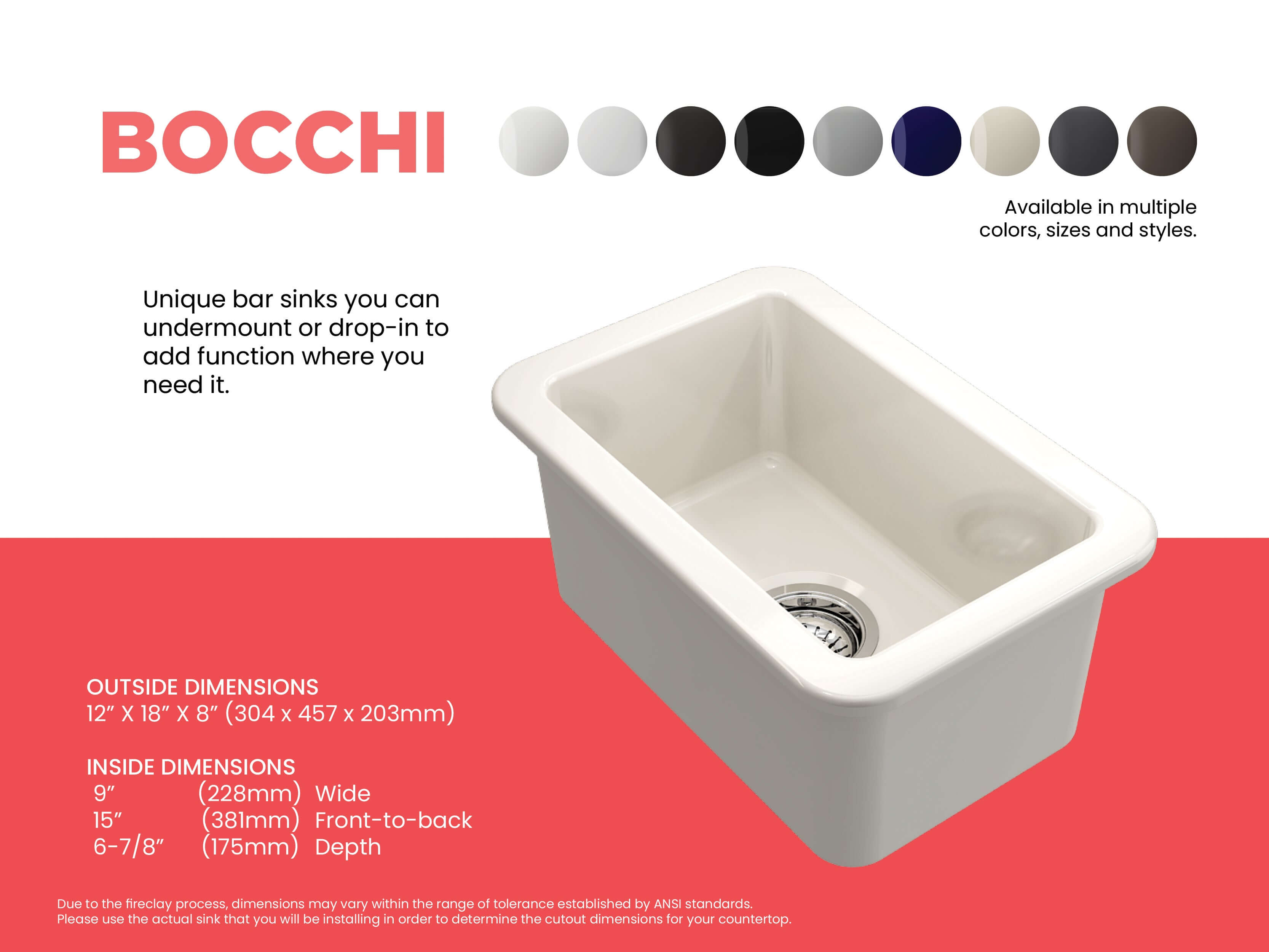 Alternate Image for BOCCHI Sotto 12" Fireclay Undermount Single Bowl Bar Sink with Strainer, Biscuit, 1358-014-0120