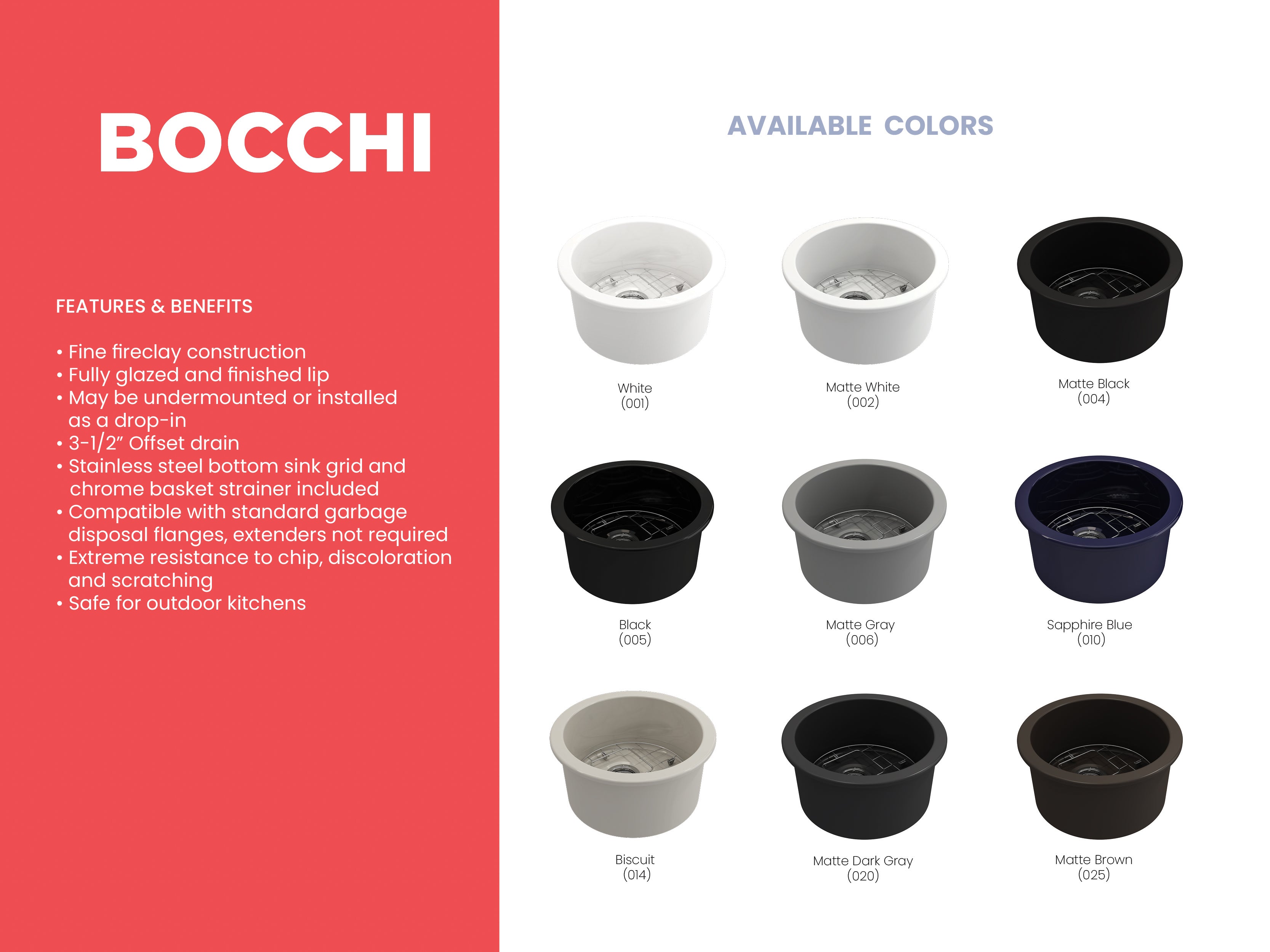 Alternate Image for BOCCHI Sotto 18.5" Round Fireclay Undermount Single Bowl Bar Sink with Protective Bottom Grid and Strainer, Matte Brown, 1361-025-0120