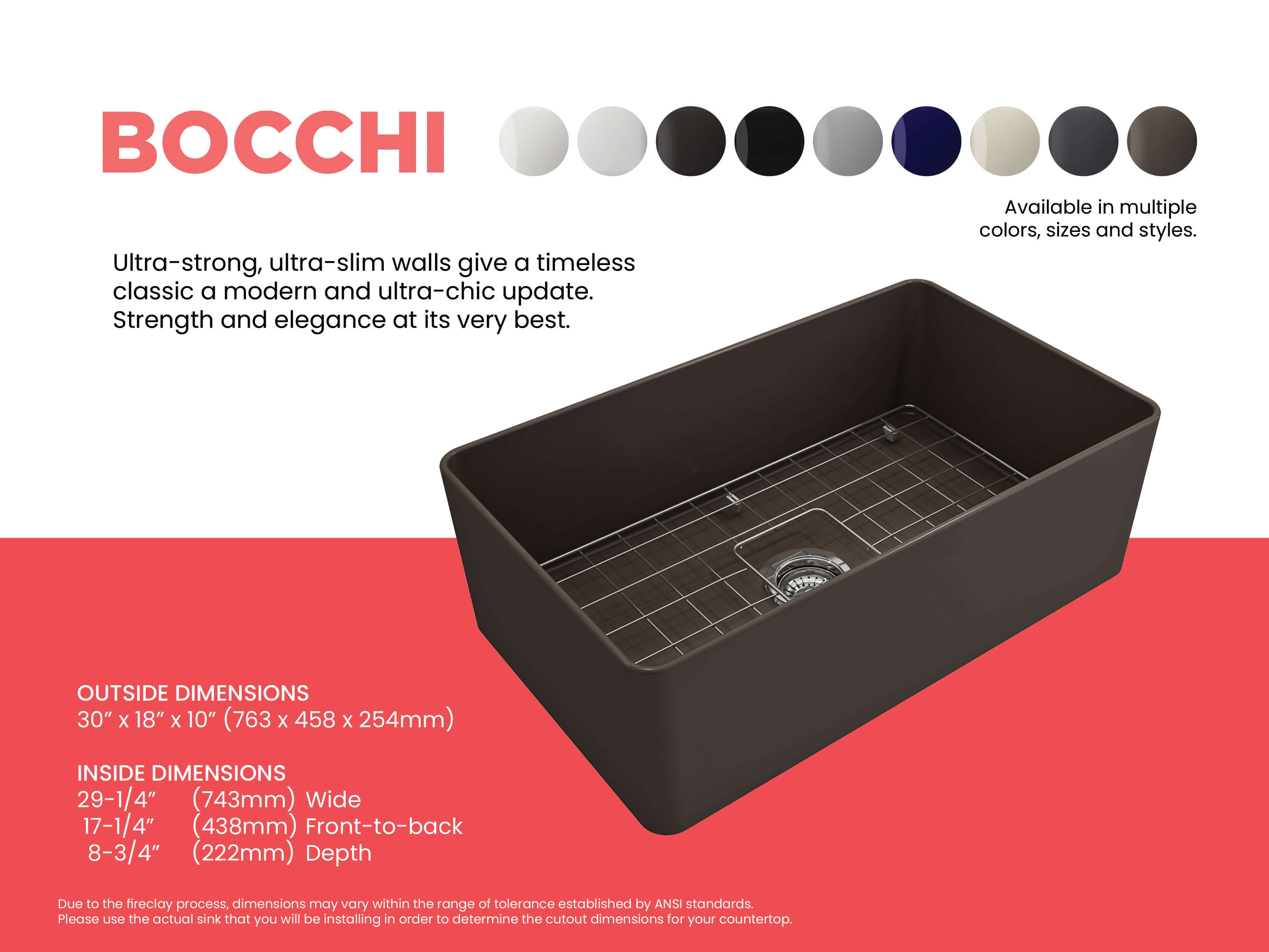 Alternate Image for BOCCHI Aderci Ultra-Slim 30" Fireclay Farmhouse Sink, Matte Brown, 1481-025-0120