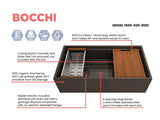 BOCCHI Contempo 36" Fireclay Workstation Farmhouse Sink with Accessories, Matte Brown, 1505-025-0120