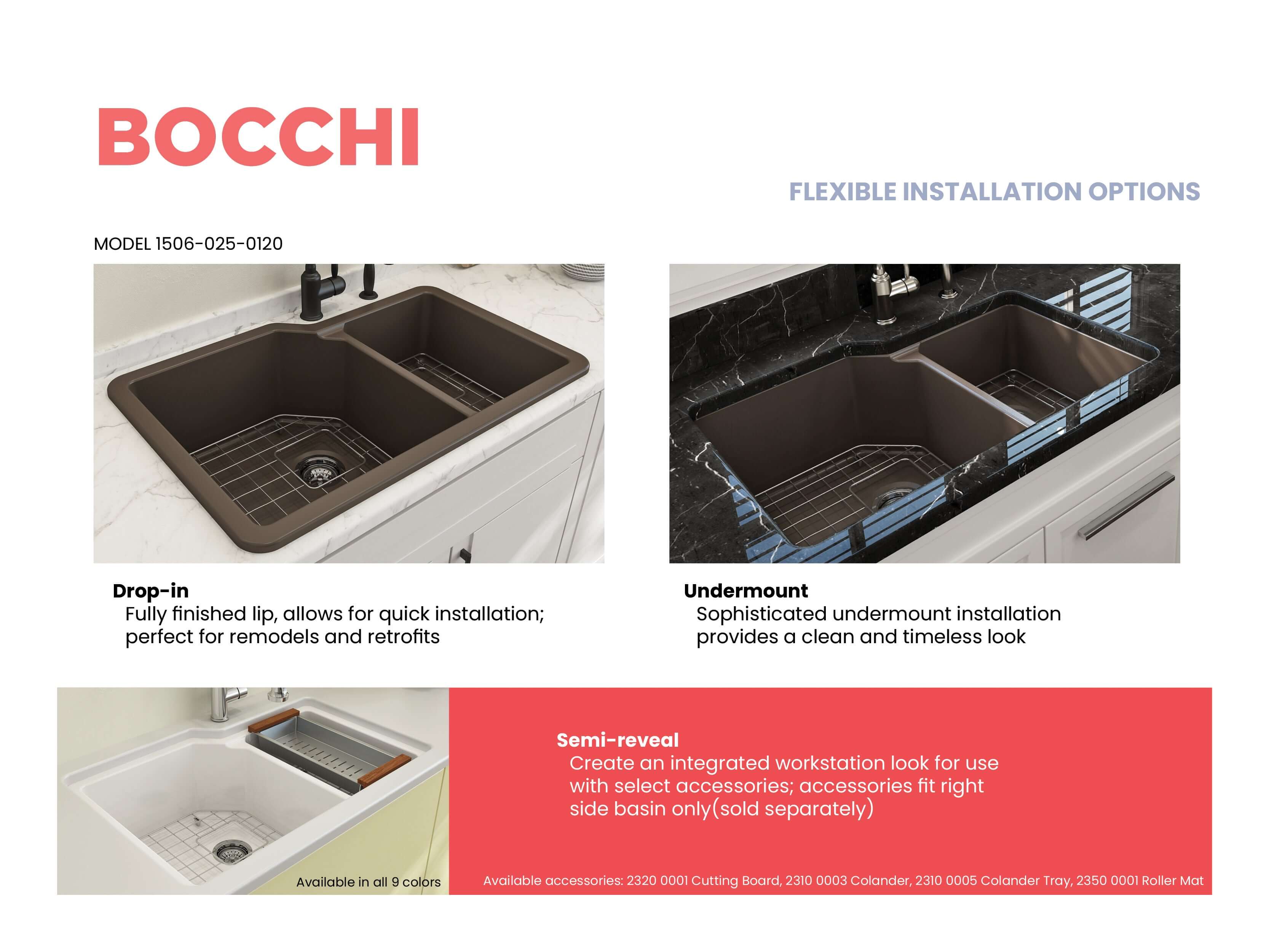Alternate Image for BOCCHI Sotto 33" Dual Mount Fireclay Kitchen Sink with Accessories, 60/40 Double Bowl, Matte Brown, 1506-025-0120