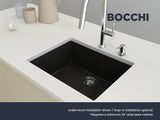 BOCCHI Campino Uno 24" Dual Mount Composite Granite Kitchen Sink, Matte Black, 1606-504-0126