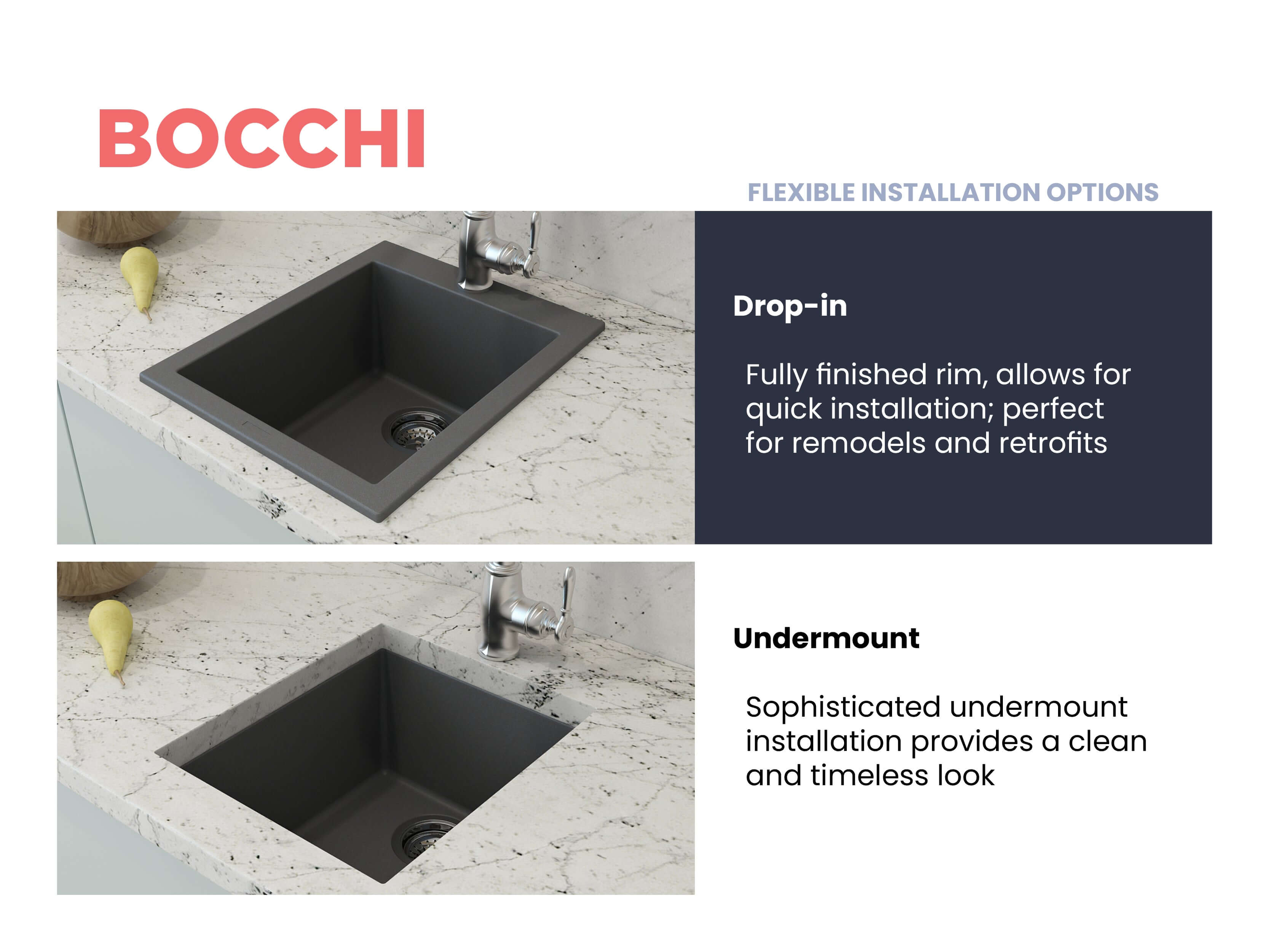 Alternate Image for BOCCHI Campino Uno 16" Rectangle Composite Granite Bar/Prep Sink, Concrete Gray, 1608-506-0126